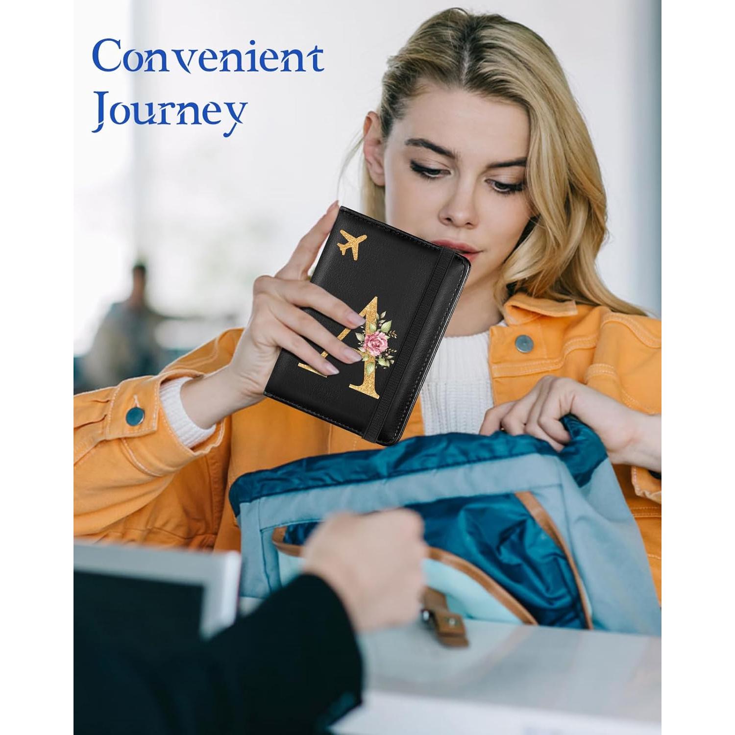 Funda de Pasaporte Slohif para Mujeres - Cuero Vegano Negro