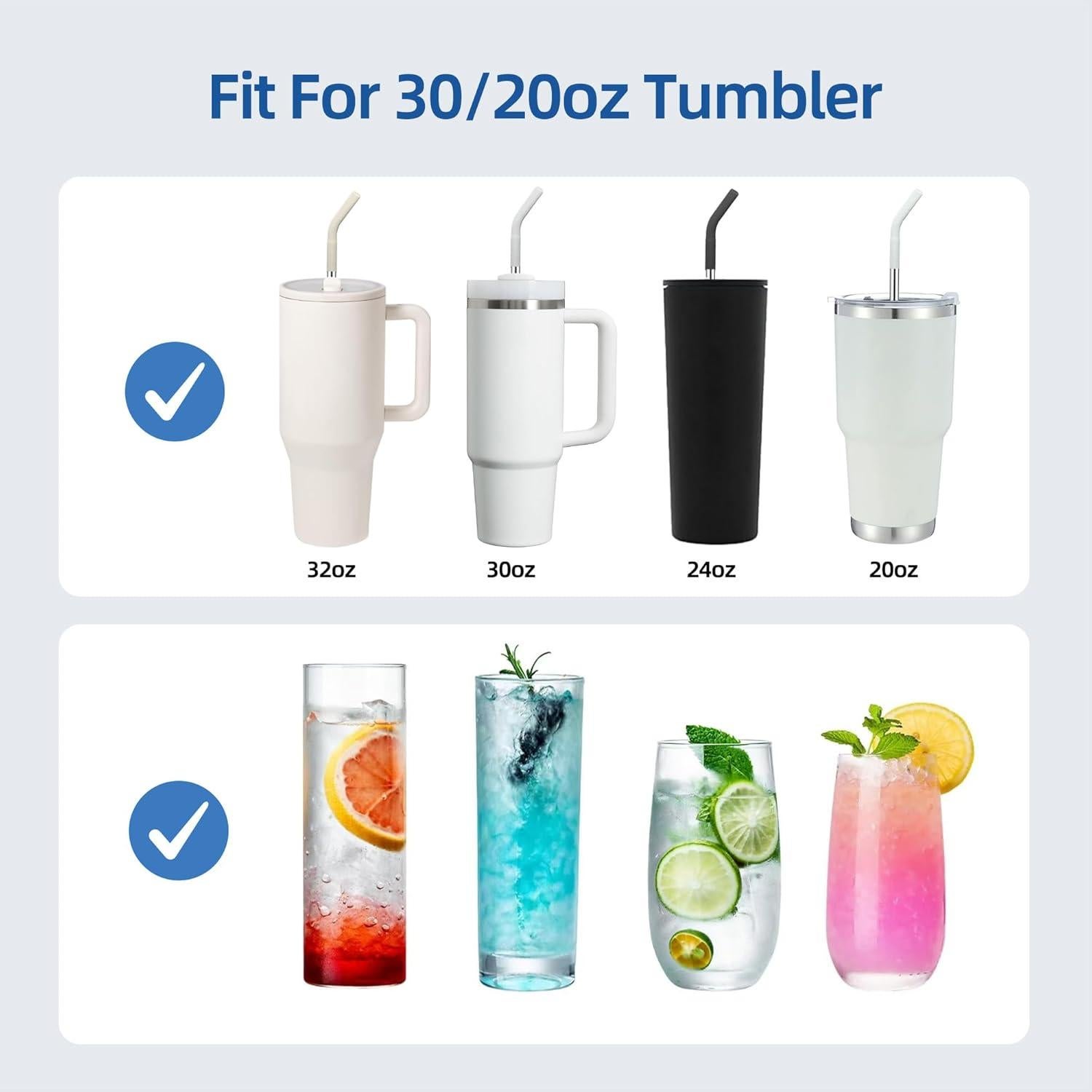 Juego de 3 Pajillas de Acero Inoxidable JINRICH 20 oz con Silicona