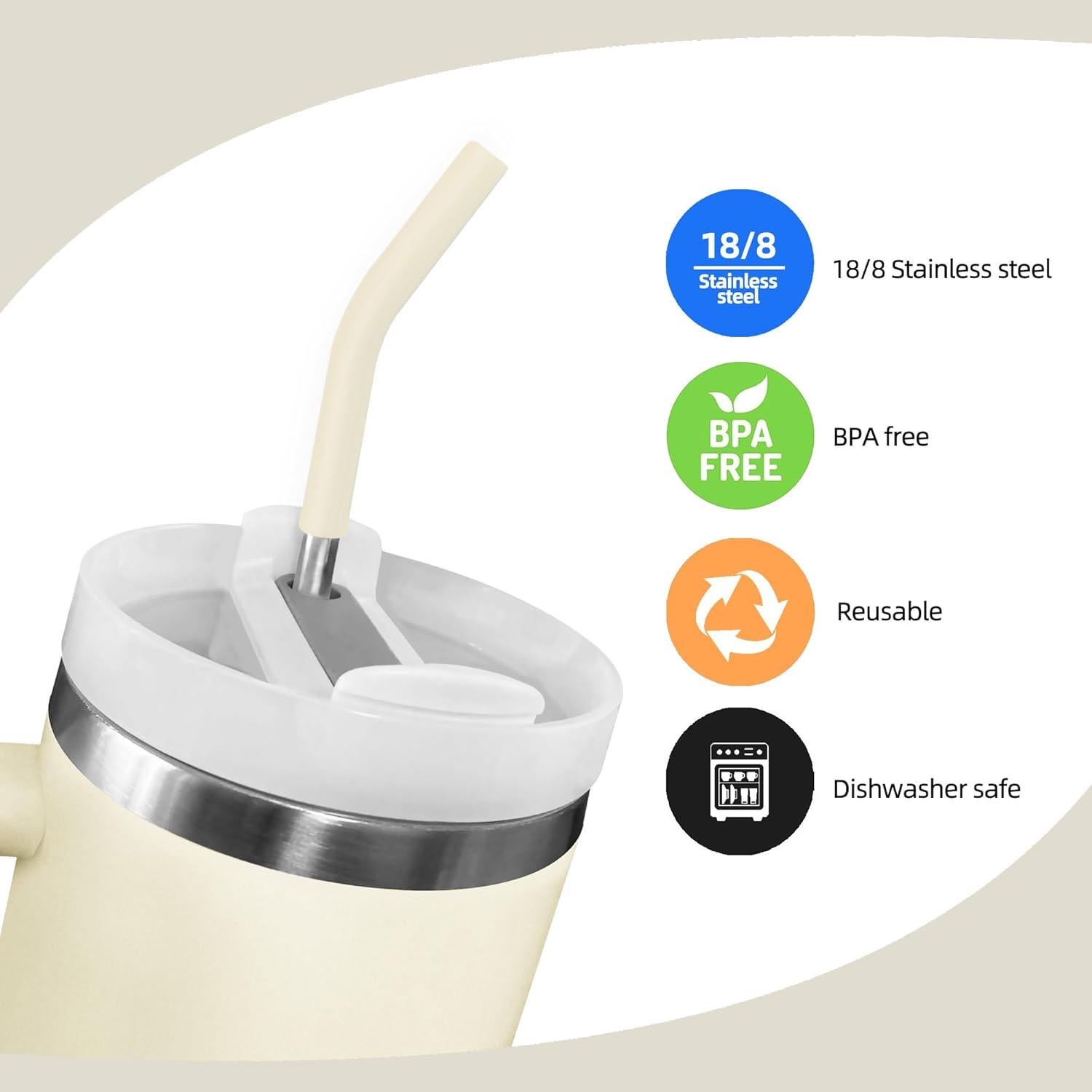 Juego de 3 Pajillas de Acero Inoxidable JINRICH 20 oz con Silicona