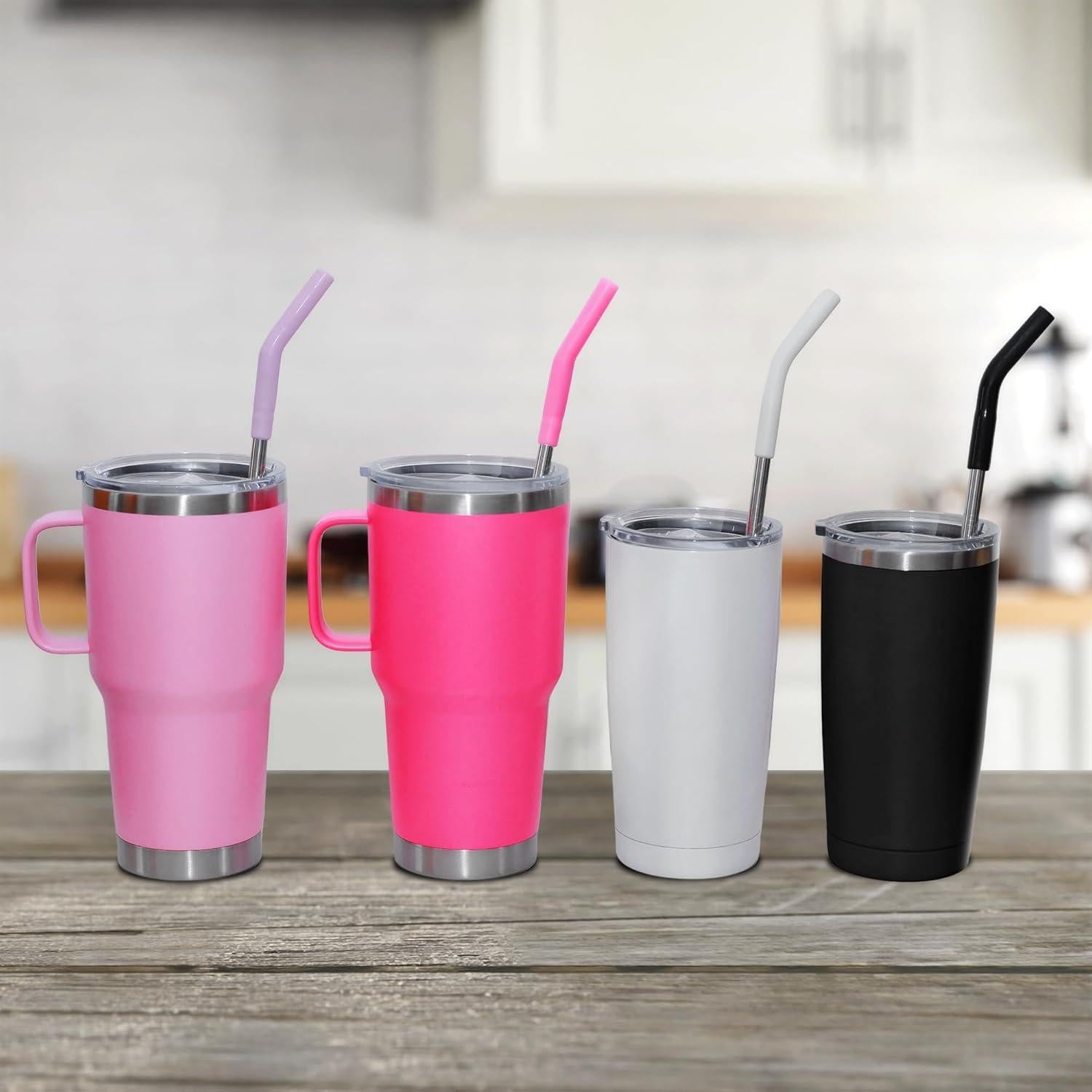 Juego de 3 Pajillas de Acero Inoxidable JINRICH 20 oz con Silicona