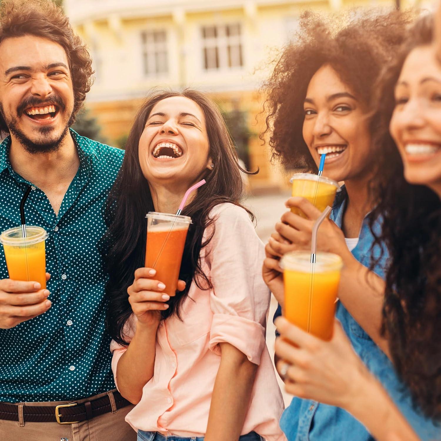 Juego de 3 Pajillas de Acero Inoxidable JINRICH 20 oz con Silicona