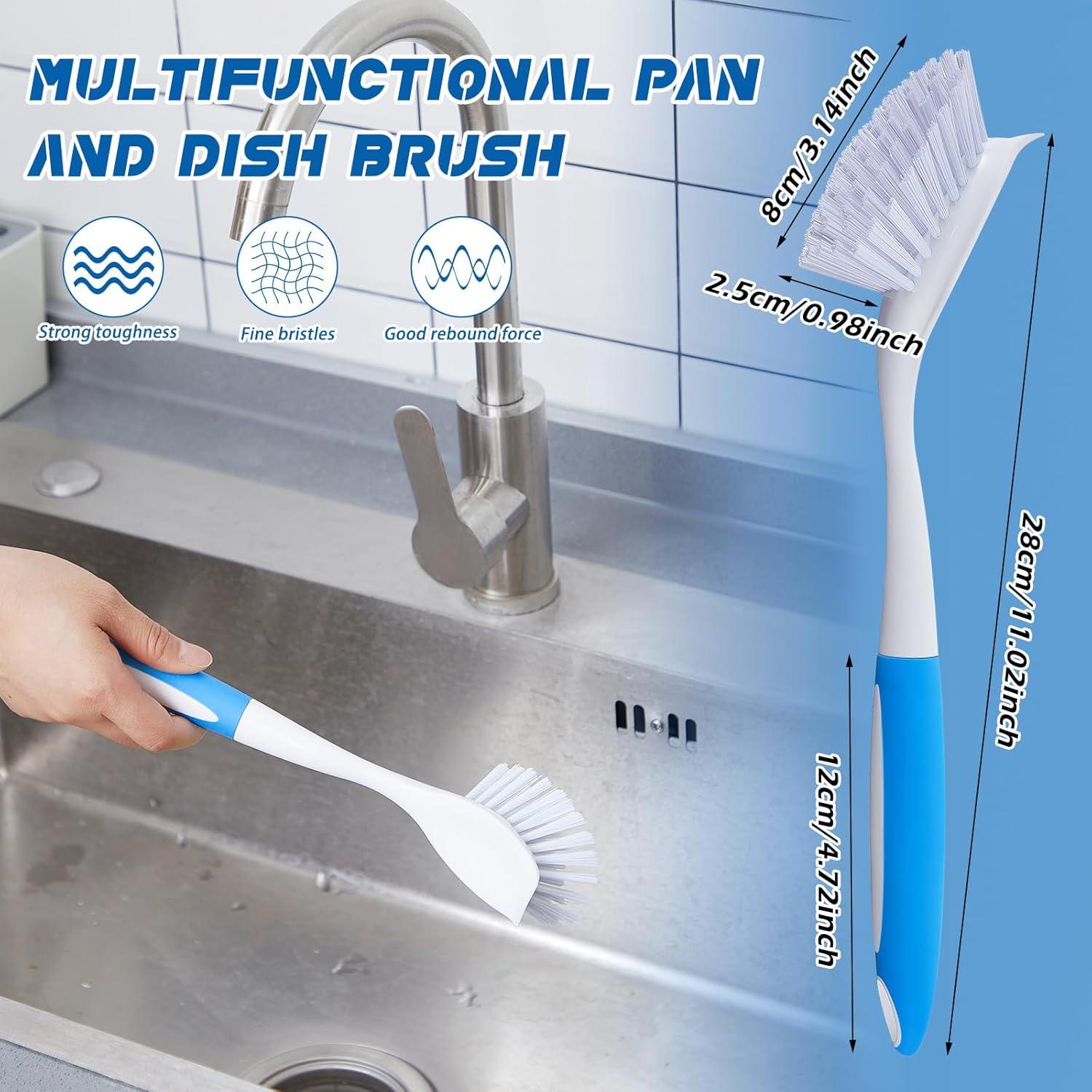 Hsei Cepillo de Cocina Azul 6 Pcs con Mango Largo y Cerdas Duras