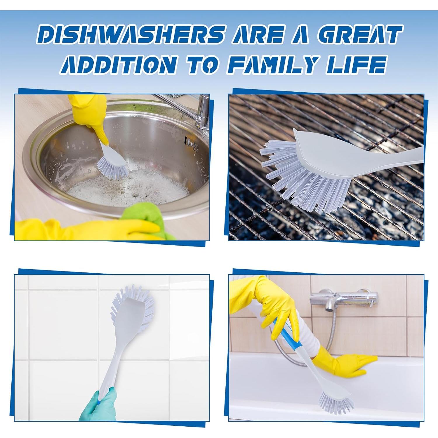 Hsei Cepillo de Cocina Azul 6 Pcs con Mango Largo y Cerdas Duras