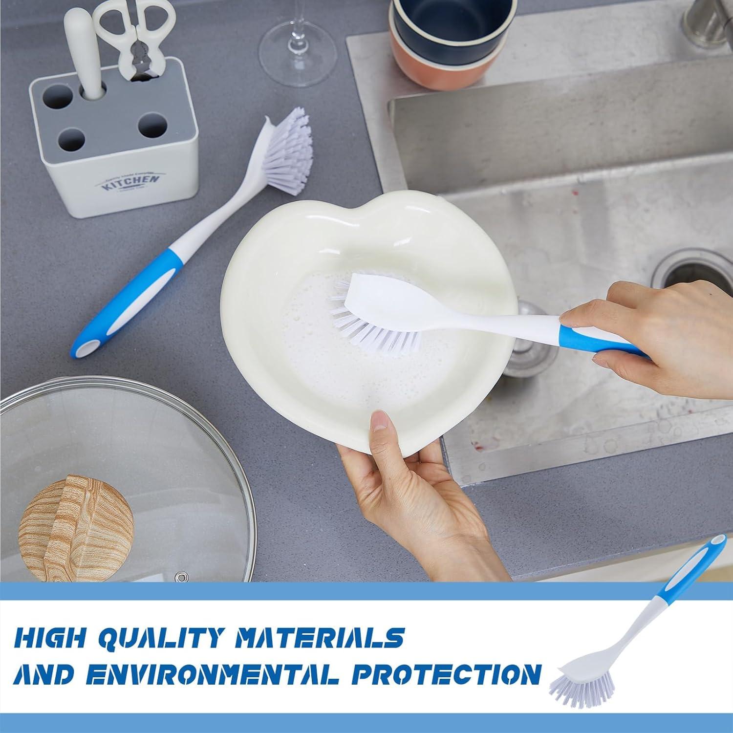 Hsei Cepillo de Cocina Azul 6 Pcs con Mango Largo y Cerdas Duras