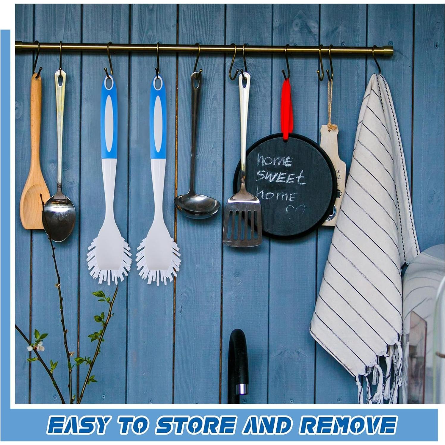 Hsei Cepillo de Cocina Azul 6 Pcs con Mango Largo y Cerdas Duras