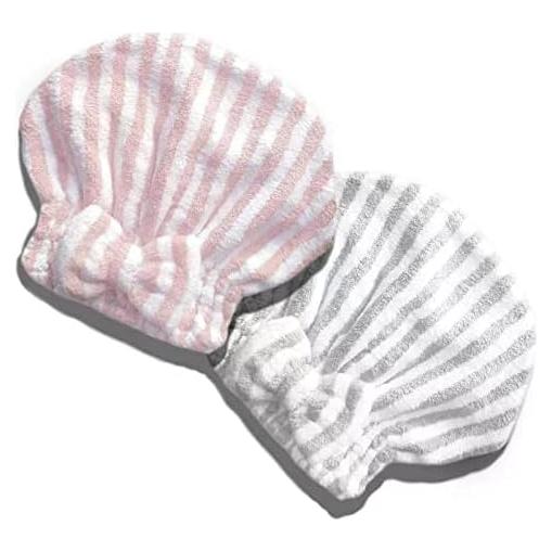 Gorro de Toalla Microfibra SportMore 2 Unidades Rosa Gris