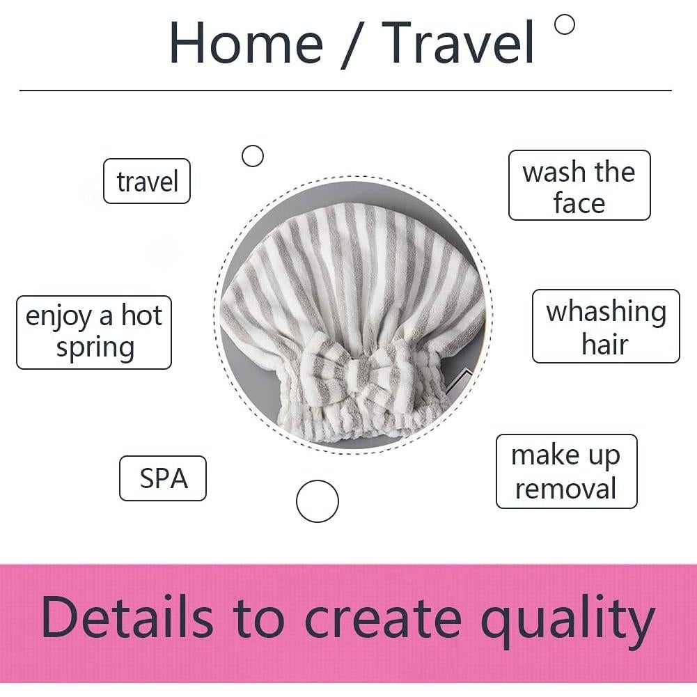 Gorro de Toalla Microfibra SportMore 2 Unidades Rosa Gris