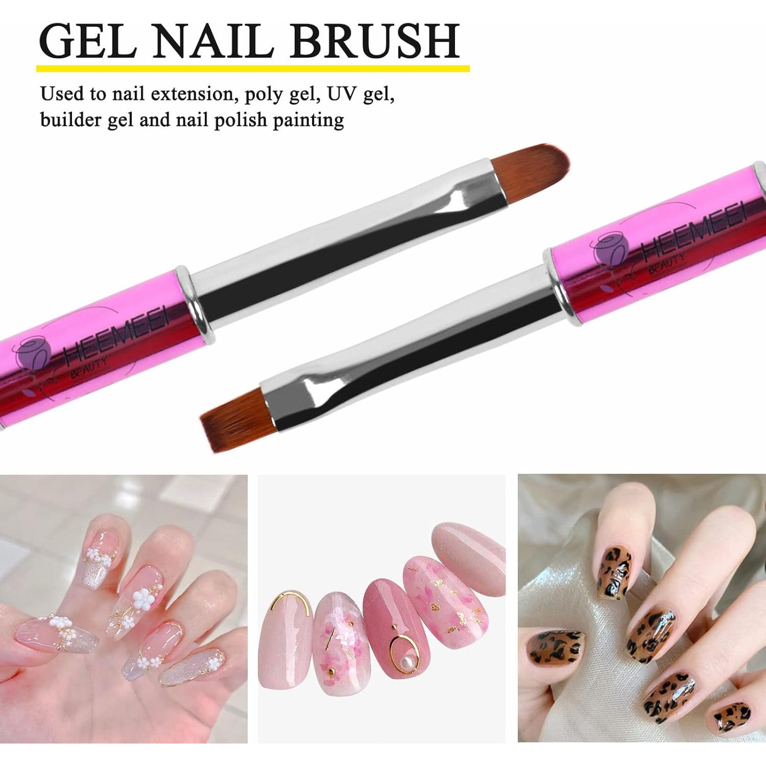 Juego de Pinceles de Arte de Uñas Heemeei 3 Piezas Doble Cabeza