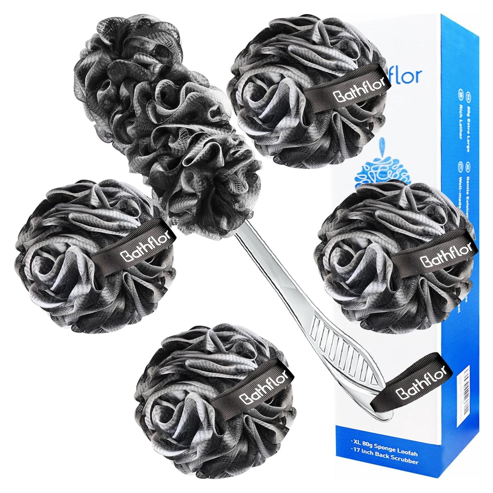 Esponjas de Lufa Exfoliantes Bathflor 4PCS + Esfregador de Espalda