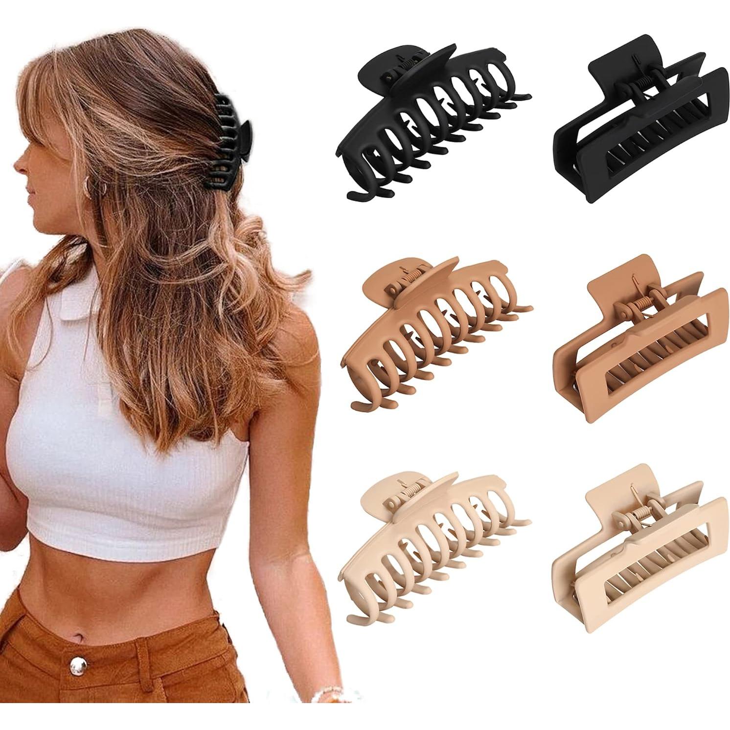 Clips de Pelo de Garra Vsiopy 6pcs 8.89 cm para Cabello Grueso y Fino