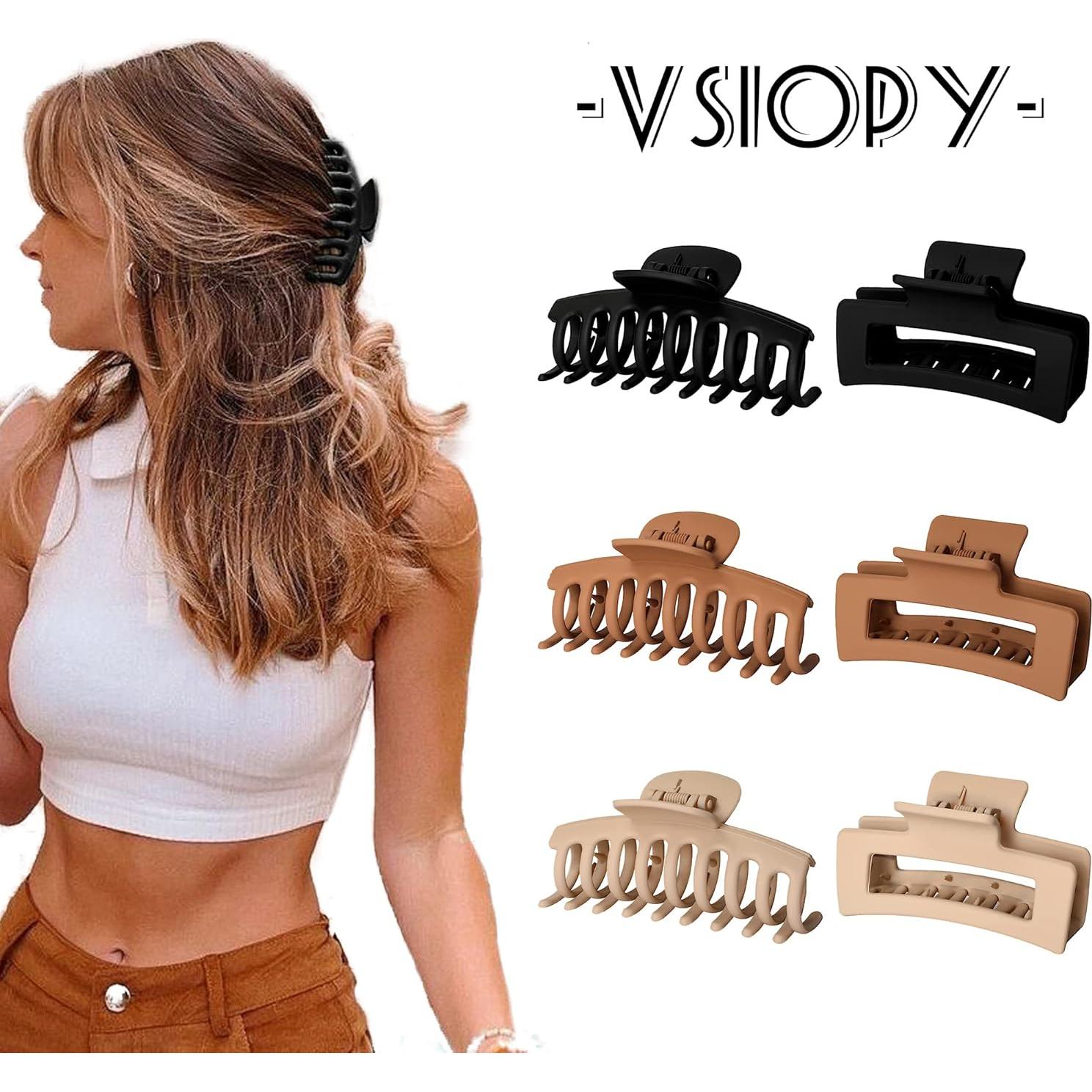 Clips de Pelo de Garra Vsiopy 6pcs 8.89 cm para Cabello Grueso y Fino