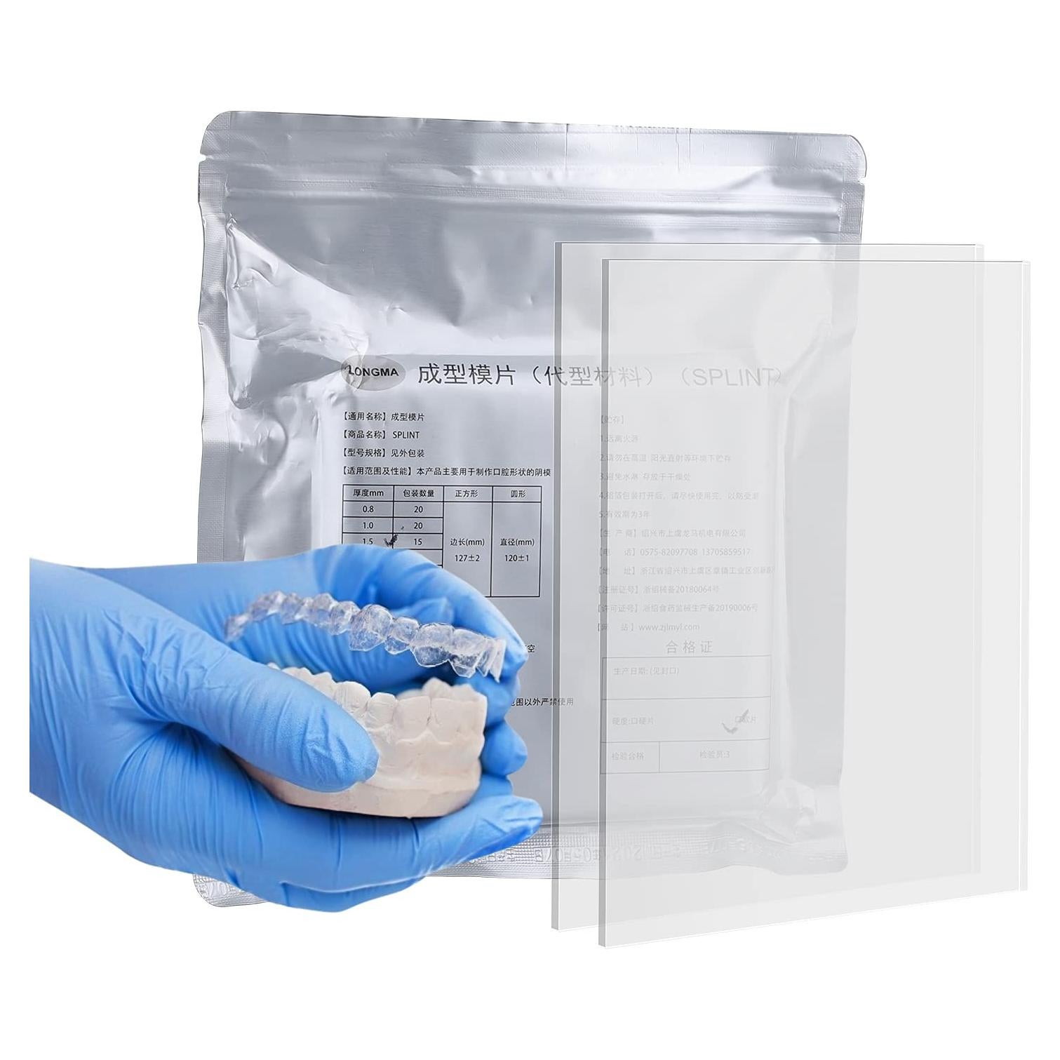 Hojas de Splint Dental Termoformadas 1.0mm - 20 Piezas