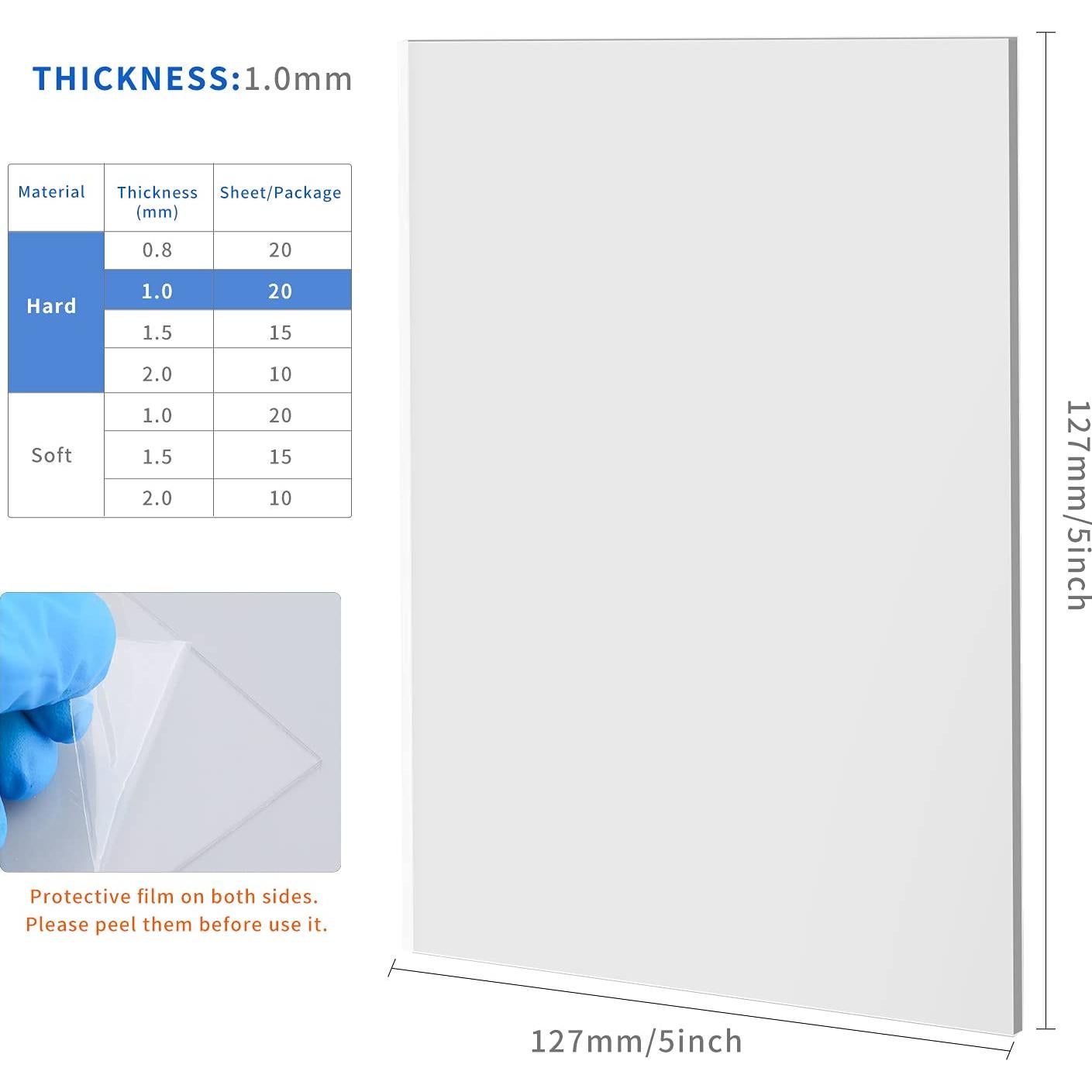 Hojas de Splint Dental Termoformadas 1.0mm - 20 Piezas
