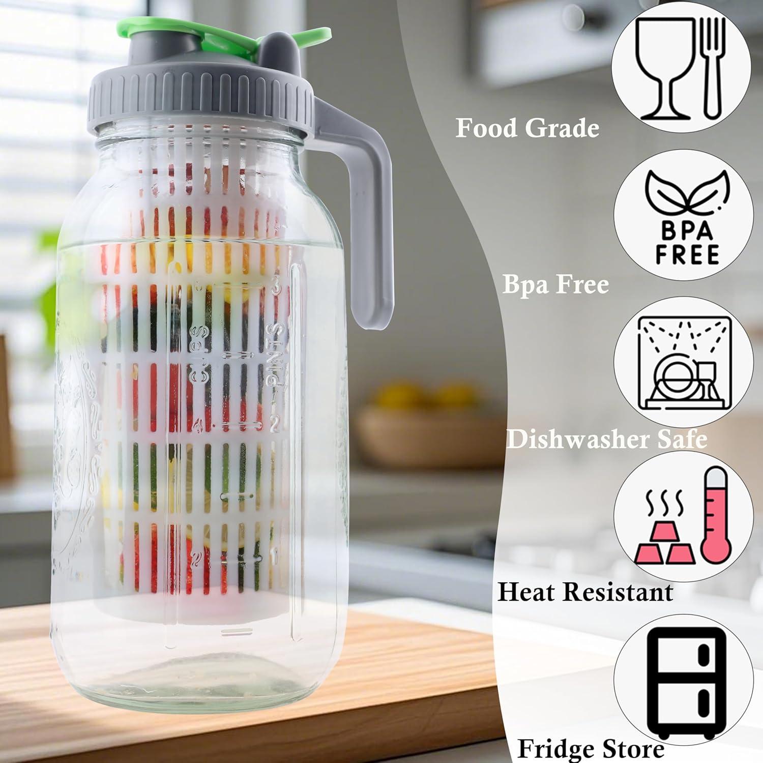 Jarra de vidrio Mason 2Qt GMCOZY con infusor y tapa hermética