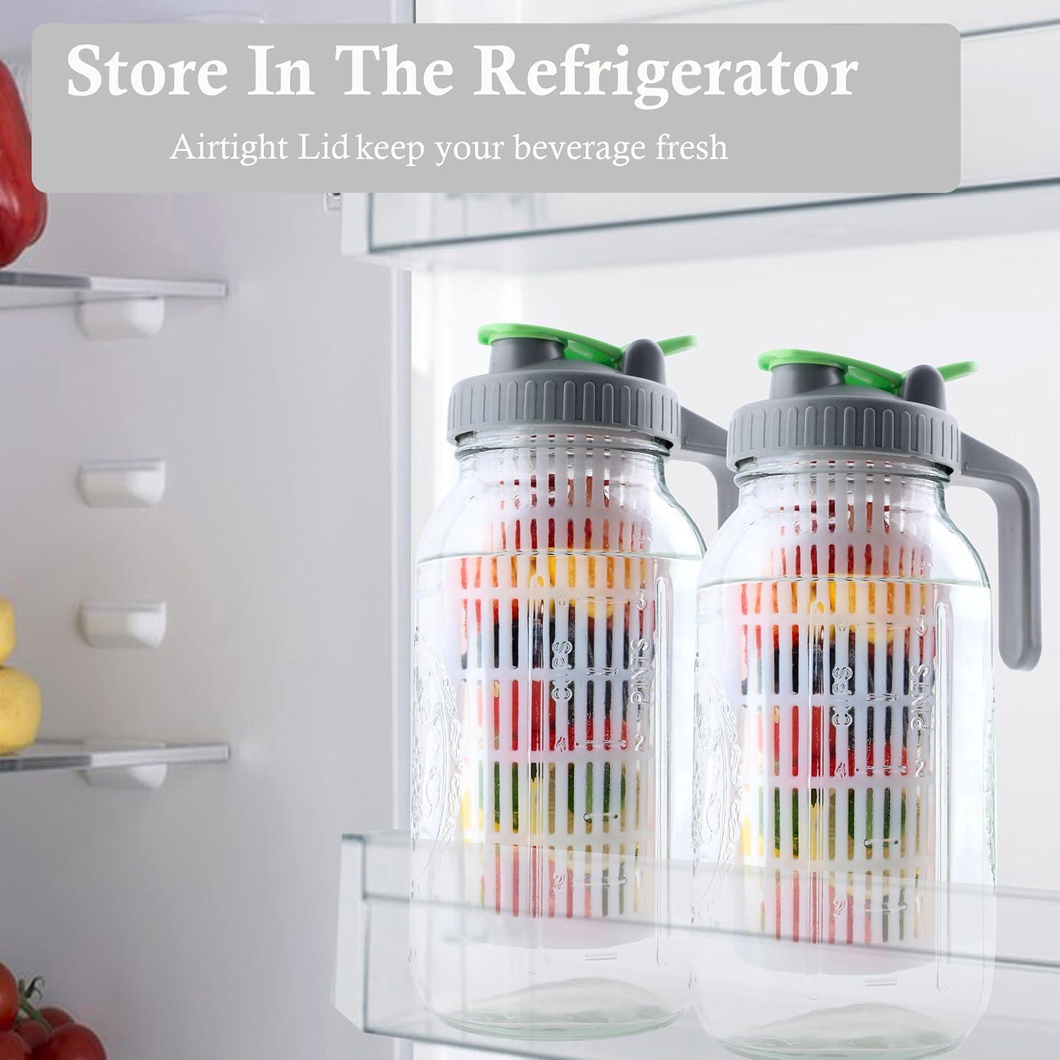 Jarra de vidrio Mason 2Qt GMCOZY con infusor y tapa hermética