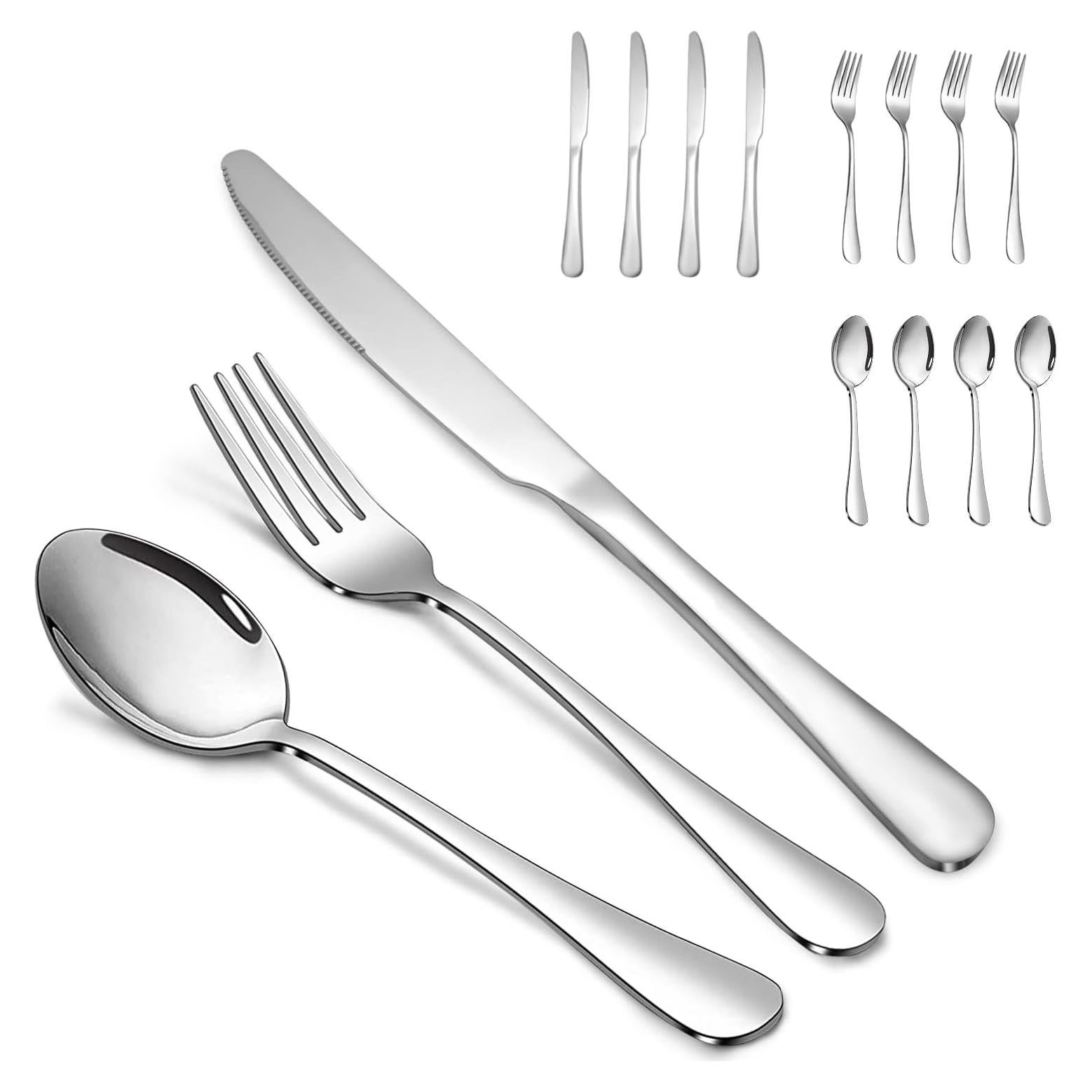 Juego de Cubiertos SANTUO 12 Piezas Acero Inoxidable Apto Lavavajillas