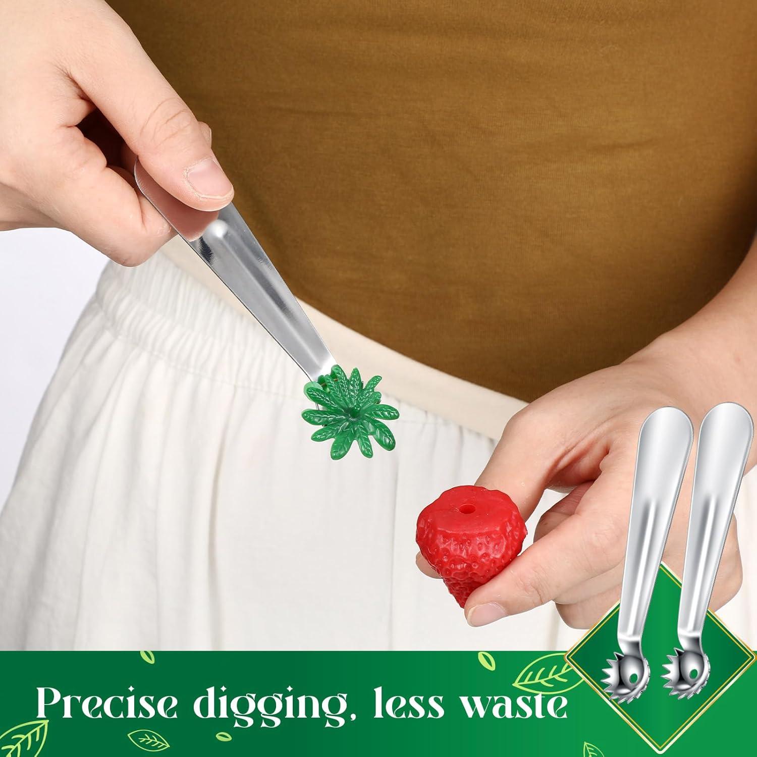 Baderke 4 Pcs Descorazonadores de Fresa y Tomate Acero Inoxidable