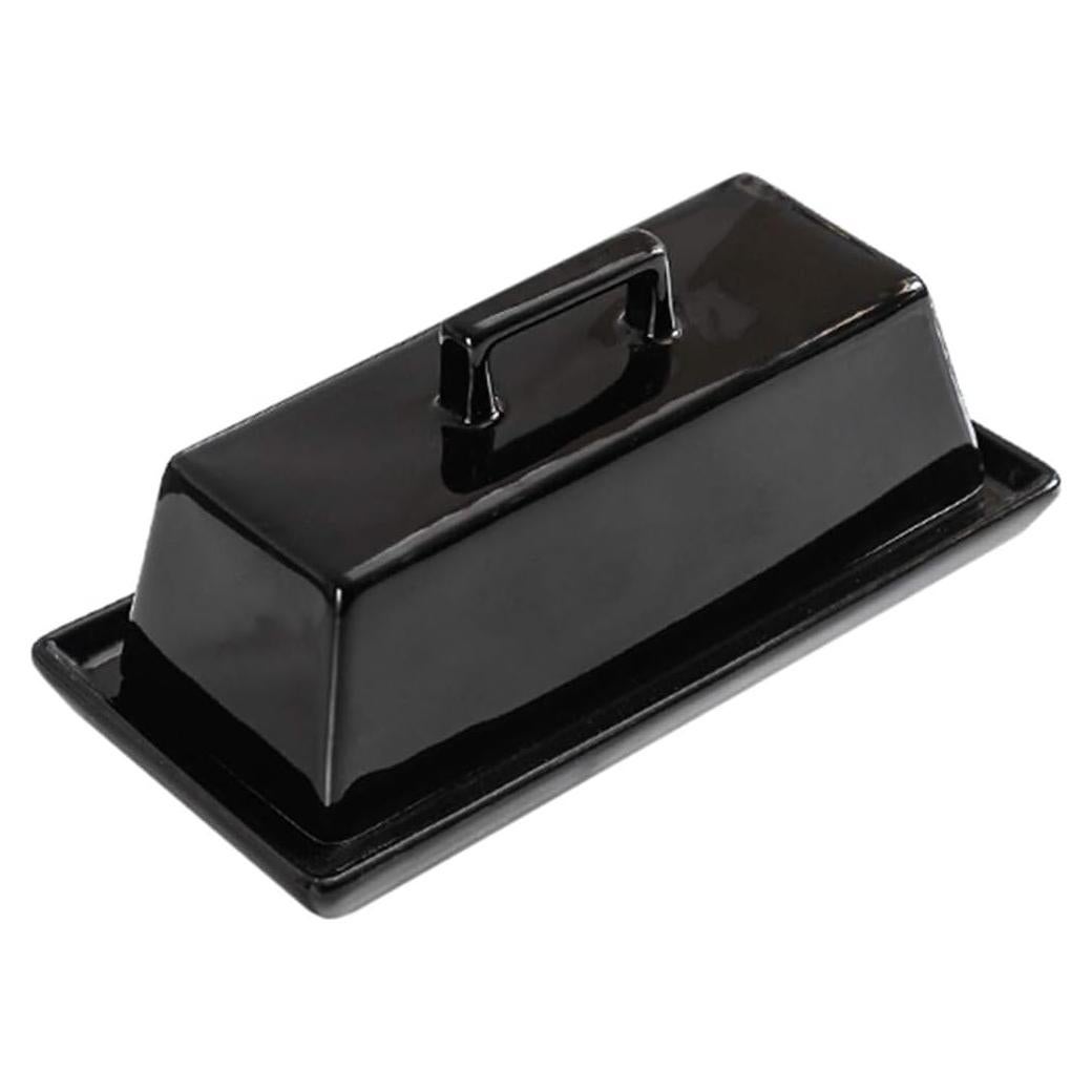 Plato de Mantequilla Porcelana Sizikato Negro 19 cm con Tapa