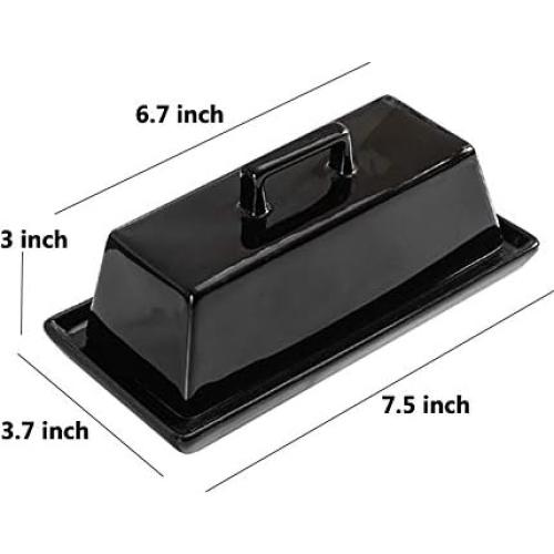 Plato de Mantequilla Porcelana Sizikato Negro 19 cm con Tapa