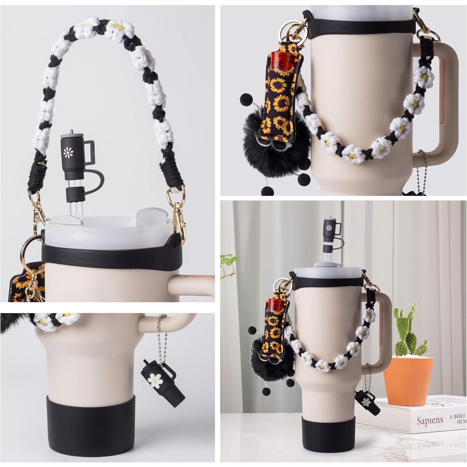 Juego de Accesorios JINHCHIF para Stanley Cup 30/40 oz - Correa, Funda, Tapa y Encantos