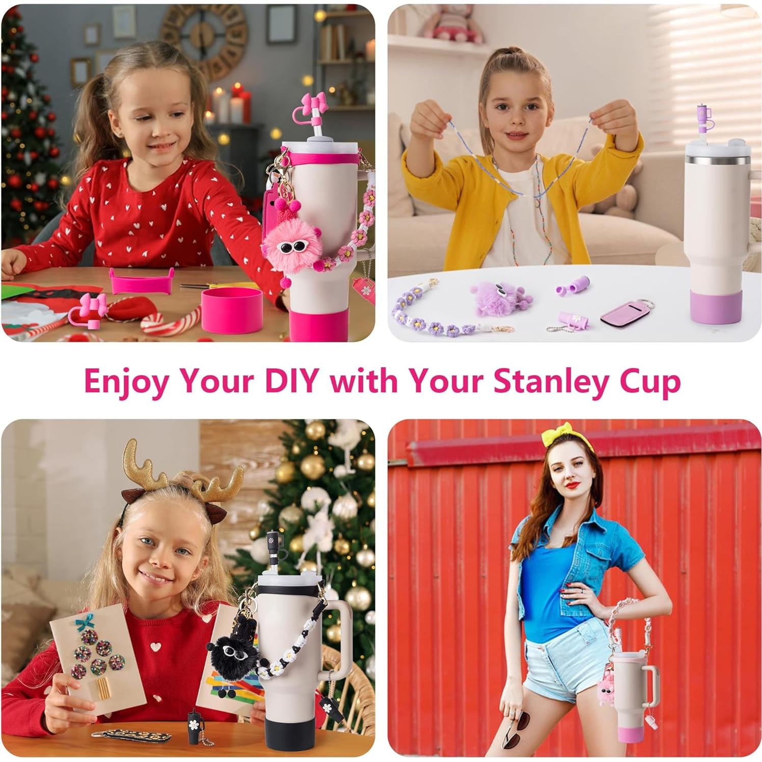 Juego de Accesorios JINHCHIF para Stanley Cup 30/40 oz - Correa, Funda, Tapa y Encantos