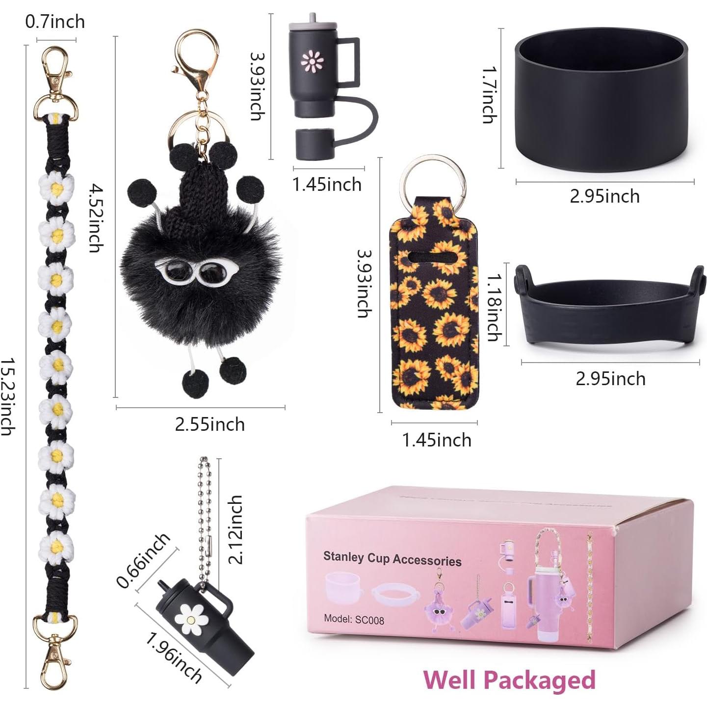 Juego de Accesorios JINHCHIF para Stanley Cup 30/40 oz - Correa, Funda, Tapa y Encantos