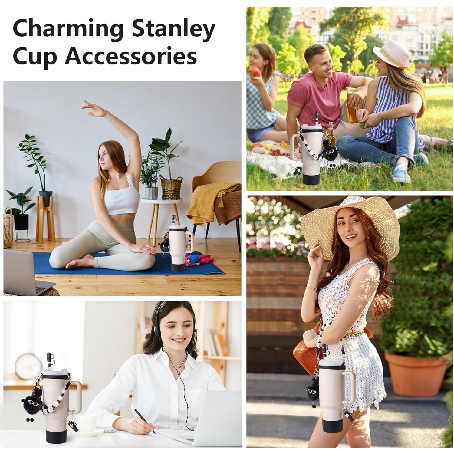 Juego de Accesorios JINHCHIF para Stanley Cup 30/40 oz - Correa, Funda, Tapa y Encantos