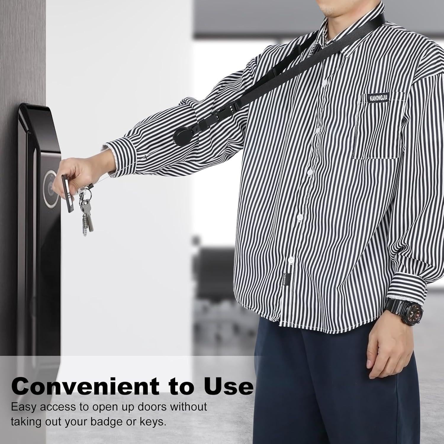 Lanyard Retráctil DELSWIN Negro - 2 Paquetes para Identificaciones y Llaves