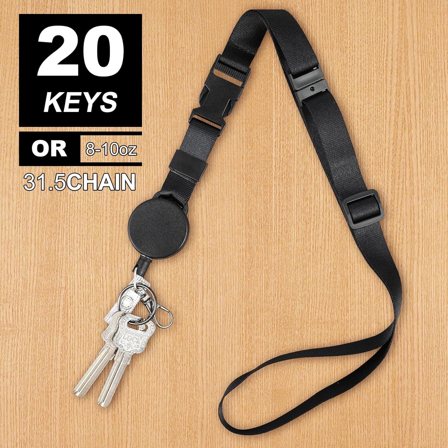 Lanyard Retráctil DELSWIN Negro - 2 Paquetes para Identificaciones y Llaves