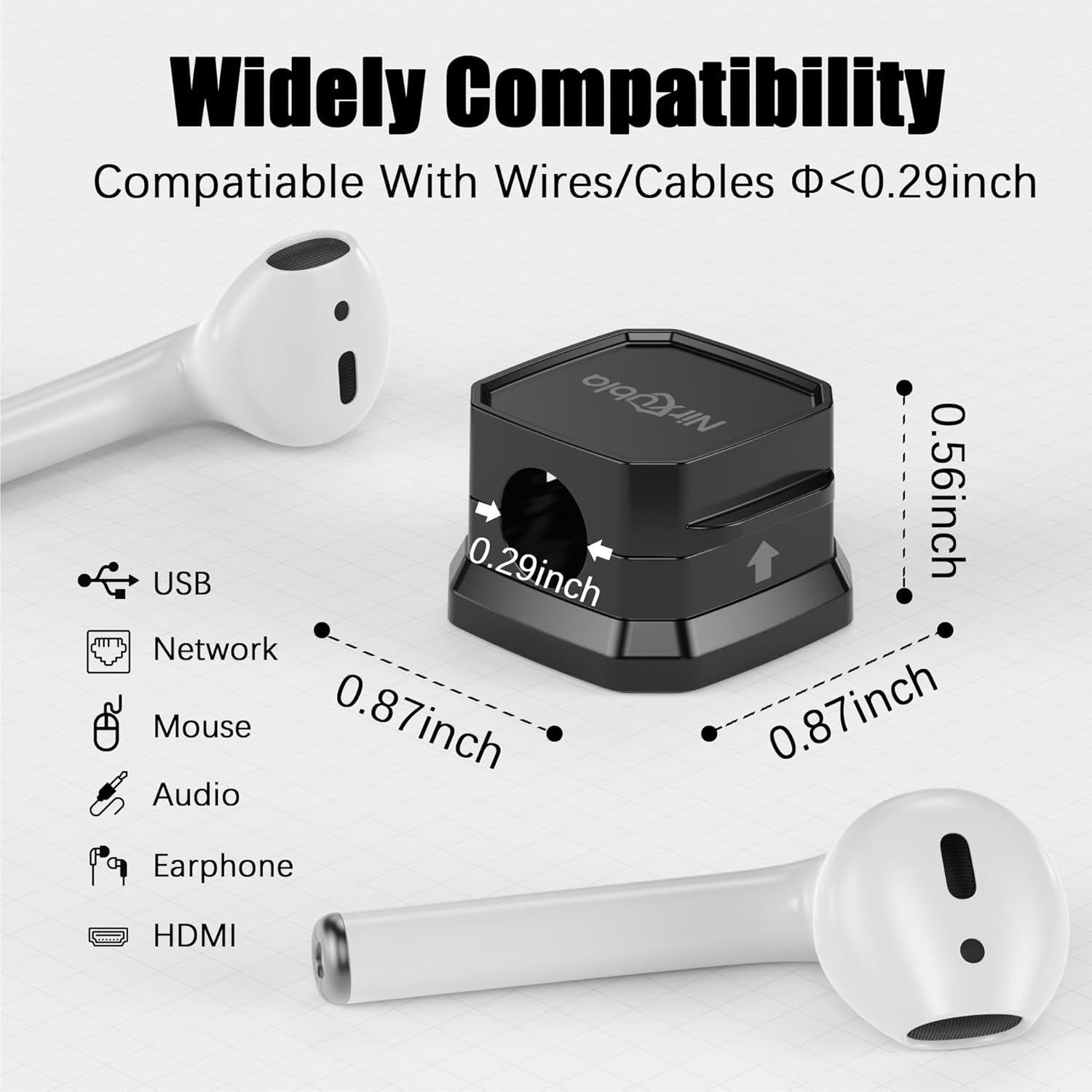 9 Clips Magnéticos para Cables NIRXUBLA - Organizador Adhesivo Negro