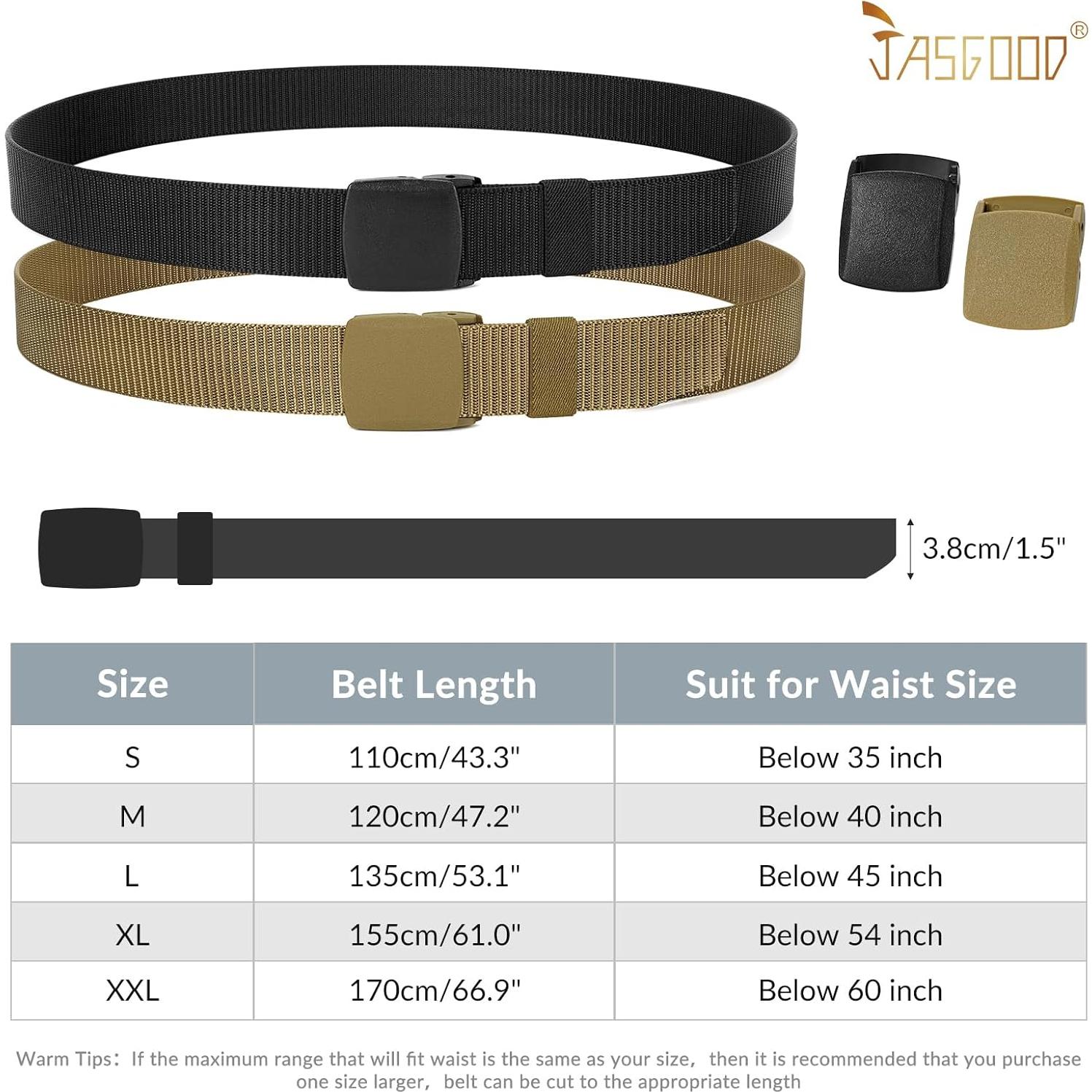 Cinturón Táctico JASGOOD de Nylon para Hombre 2 Piezas