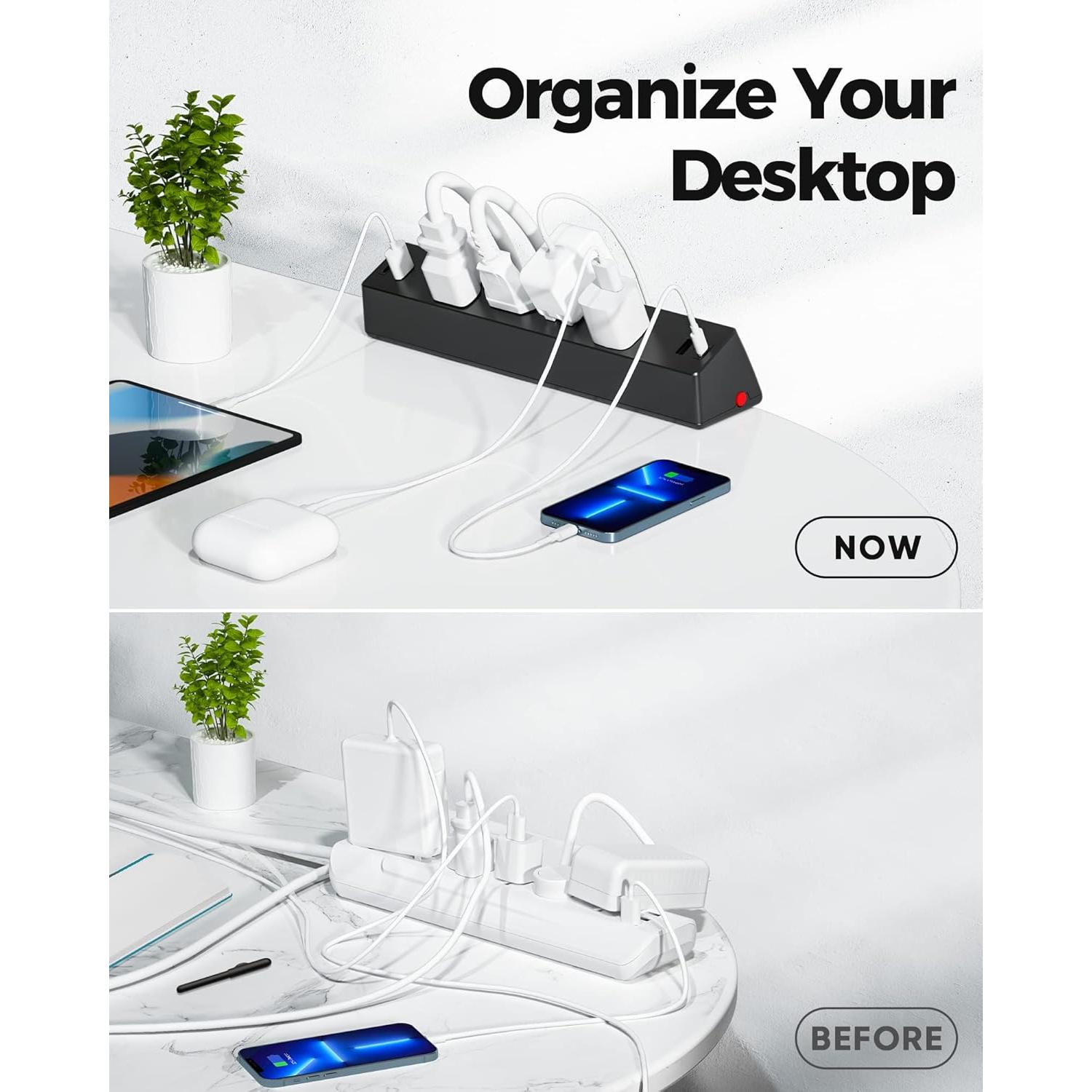 Regleta de Sargento 8-en-1 TenTrend con USB y 4 Salidas AC