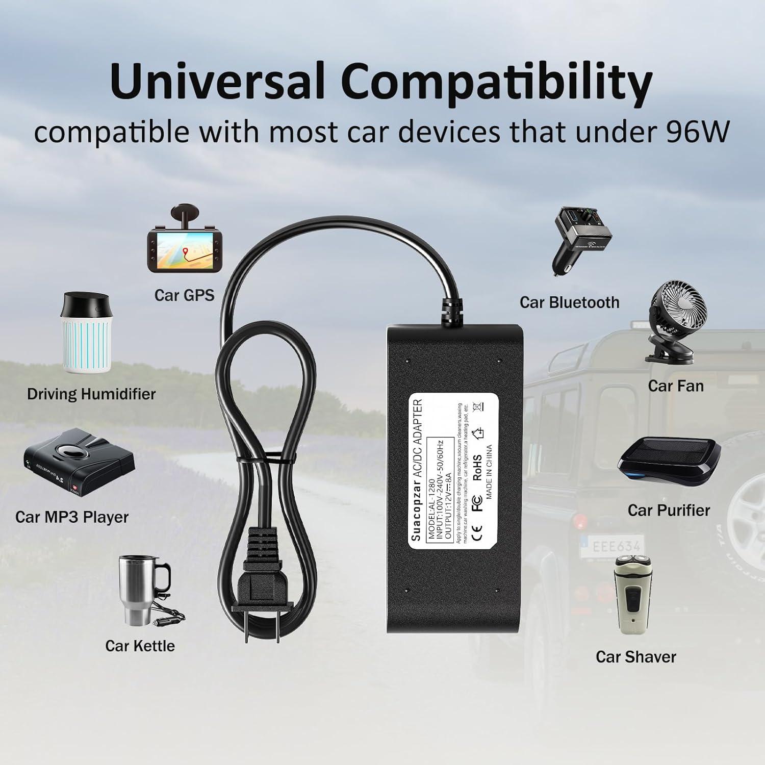 Adaptador de corriente 12V 8A Suacopzar para encendedor de auto