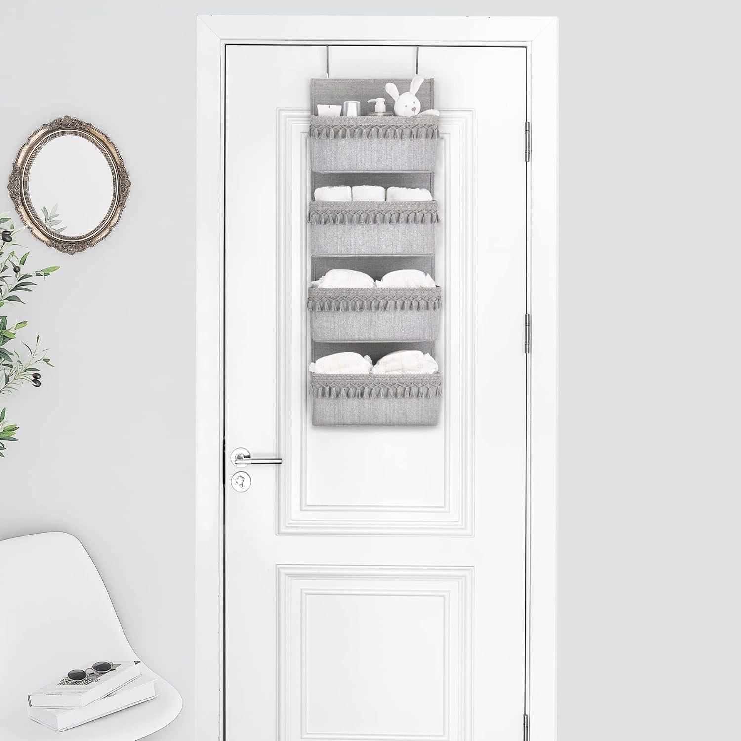 Organizador Colgante Dahey Gris 4 Bolsillos 91x33cm