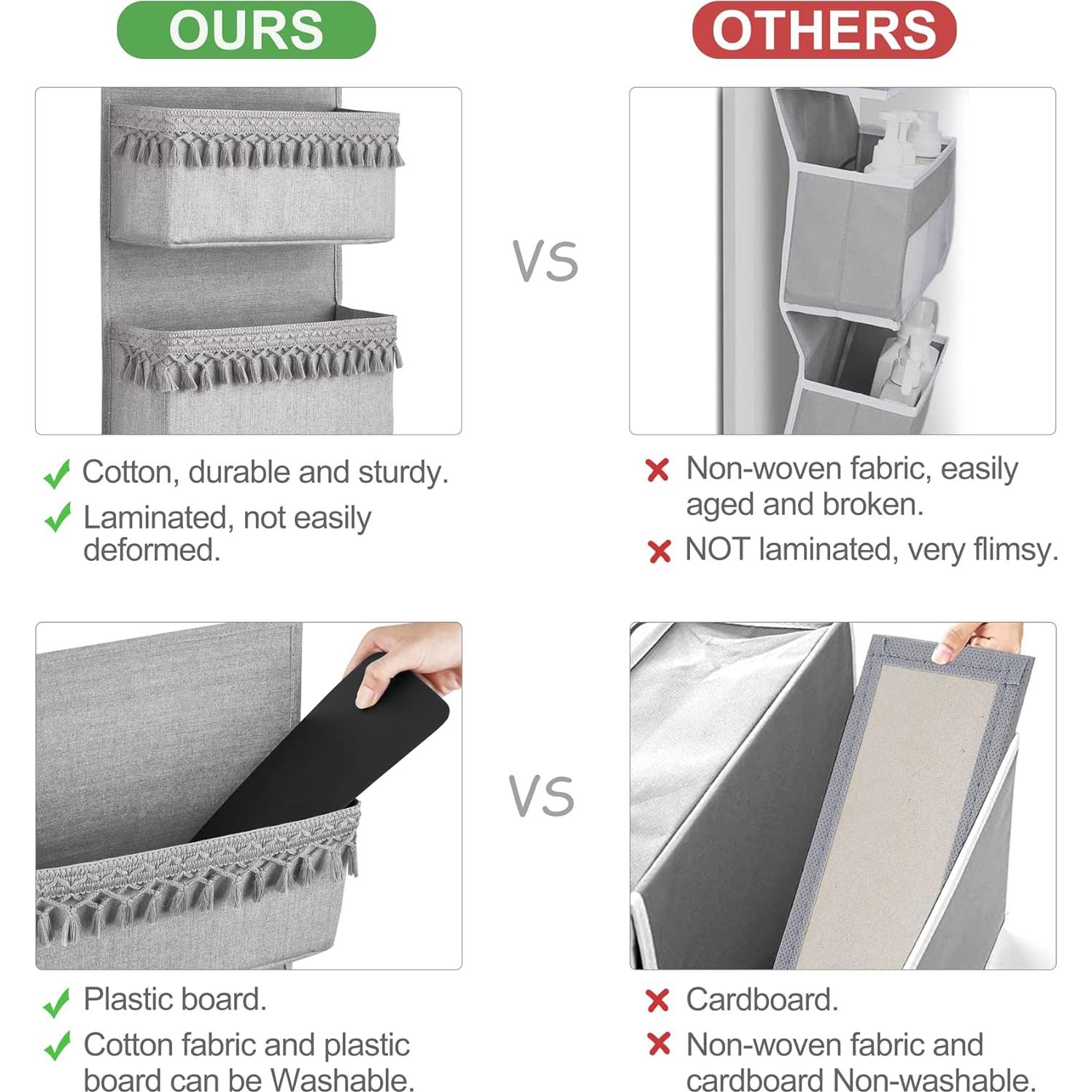 Organizador Colgante Dahey Gris 4 Bolsillos 91x33cm