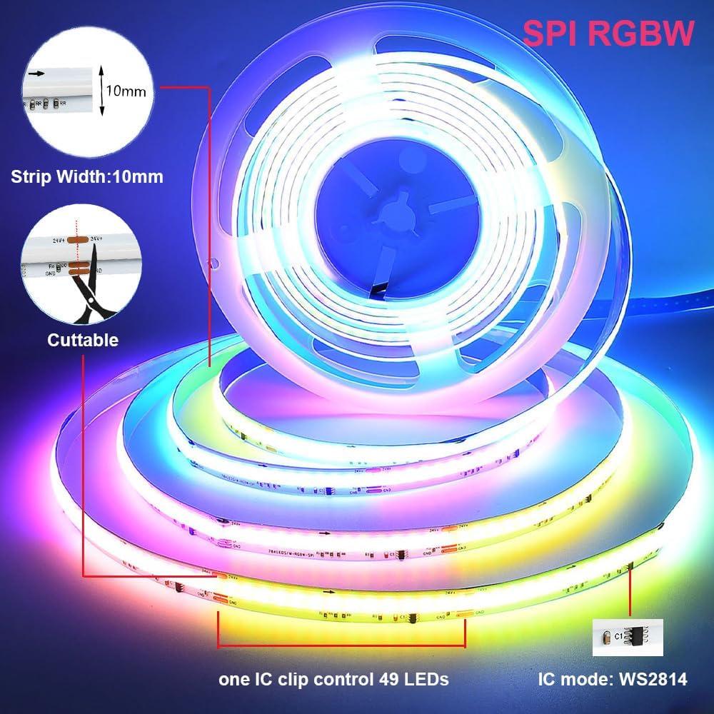 Tira LED inteligente Sumaote 5m RGBW COB 24V 784 LEDs/m