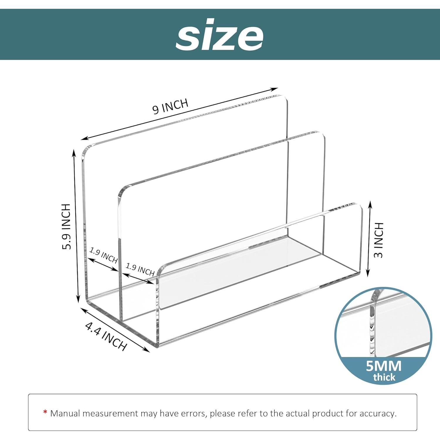 Soporte de Archivos Acrílico Sezanrpt 2 Compartimentos 22.86x11.18x14.99 cm