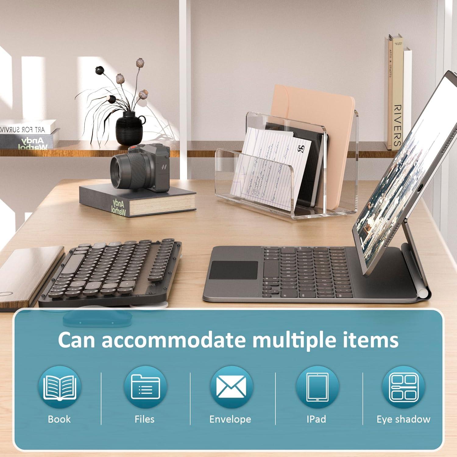 Soporte de Archivos Acrílico Sezanrpt 2 Compartimentos 22.86x11.18x14.99 cm