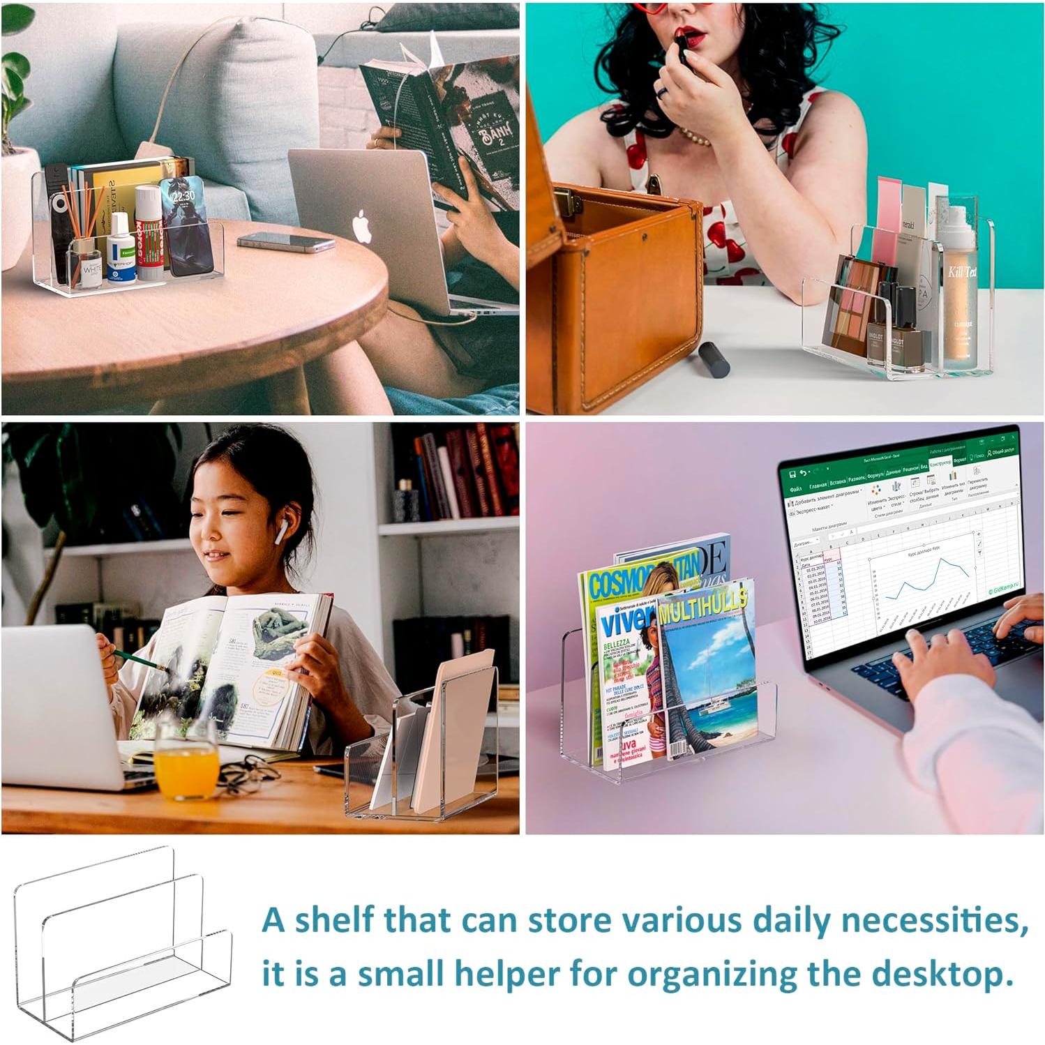 Soporte de Archivos Acrílico Sezanrpt 2 Compartimentos 22.86x11.18x14.99 cm