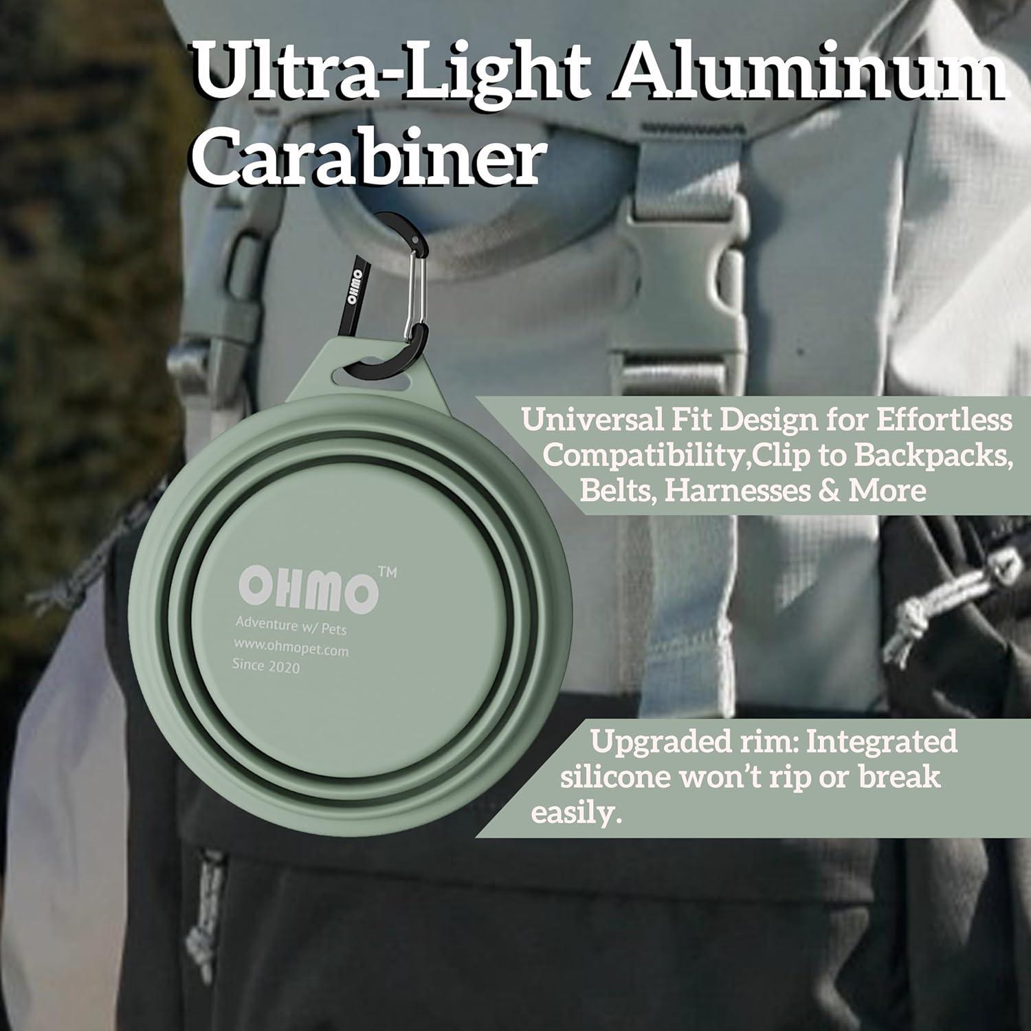 OHMO Collapsible Dog Bowl(2 Pack, Camo&Light Green 12oz/400ml) Premium Silicone Pet Water Bowls for Cats & Dogs, Portable Dog Travel Bowls Foldable for Outdoor Camping Hiking