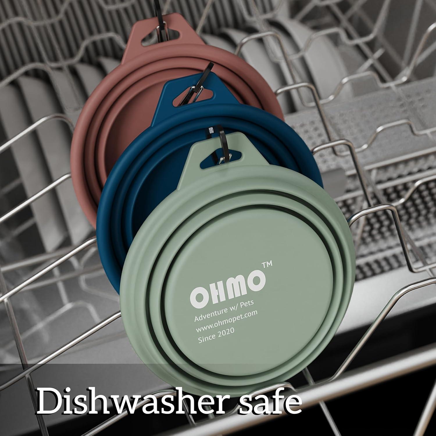 OHMO Collapsible Dog Bowl(2 Pack, Camo&Light Green 12oz/400ml) Premium Silicone Pet Water Bowls for Cats & Dogs, Portable Dog Travel Bowls Foldable for Outdoor Camping Hiking