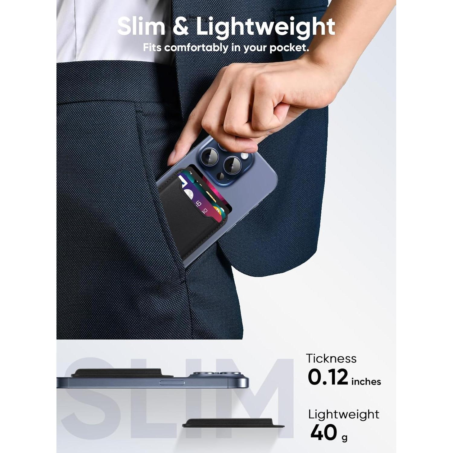 Soporte para Tarjetas TopMade Negro, Cuero Premium, RFID, 4 Tarjetas