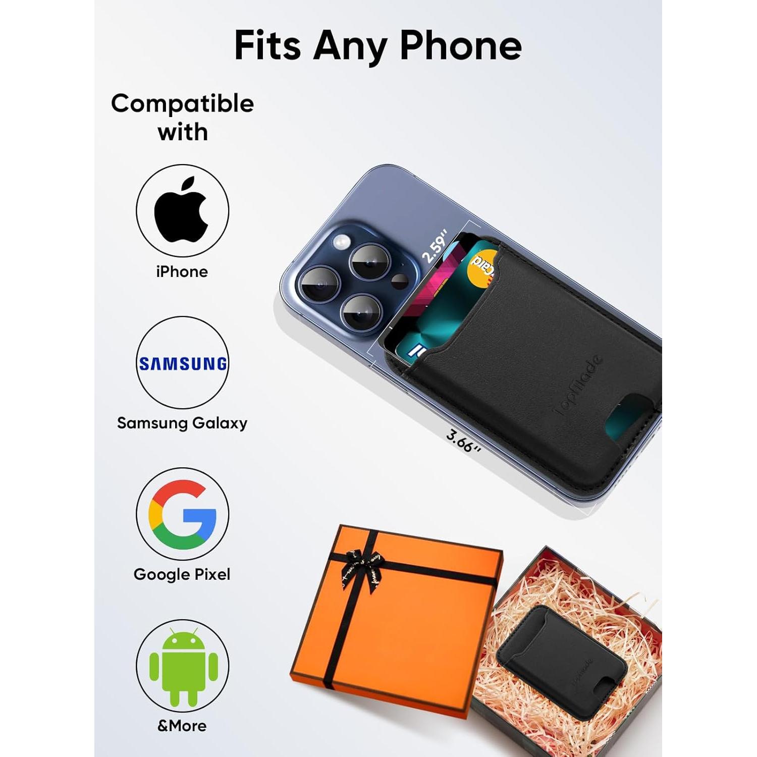 Soporte para Tarjetas TopMade Negro, Cuero Premium, RFID, 4 Tarjetas