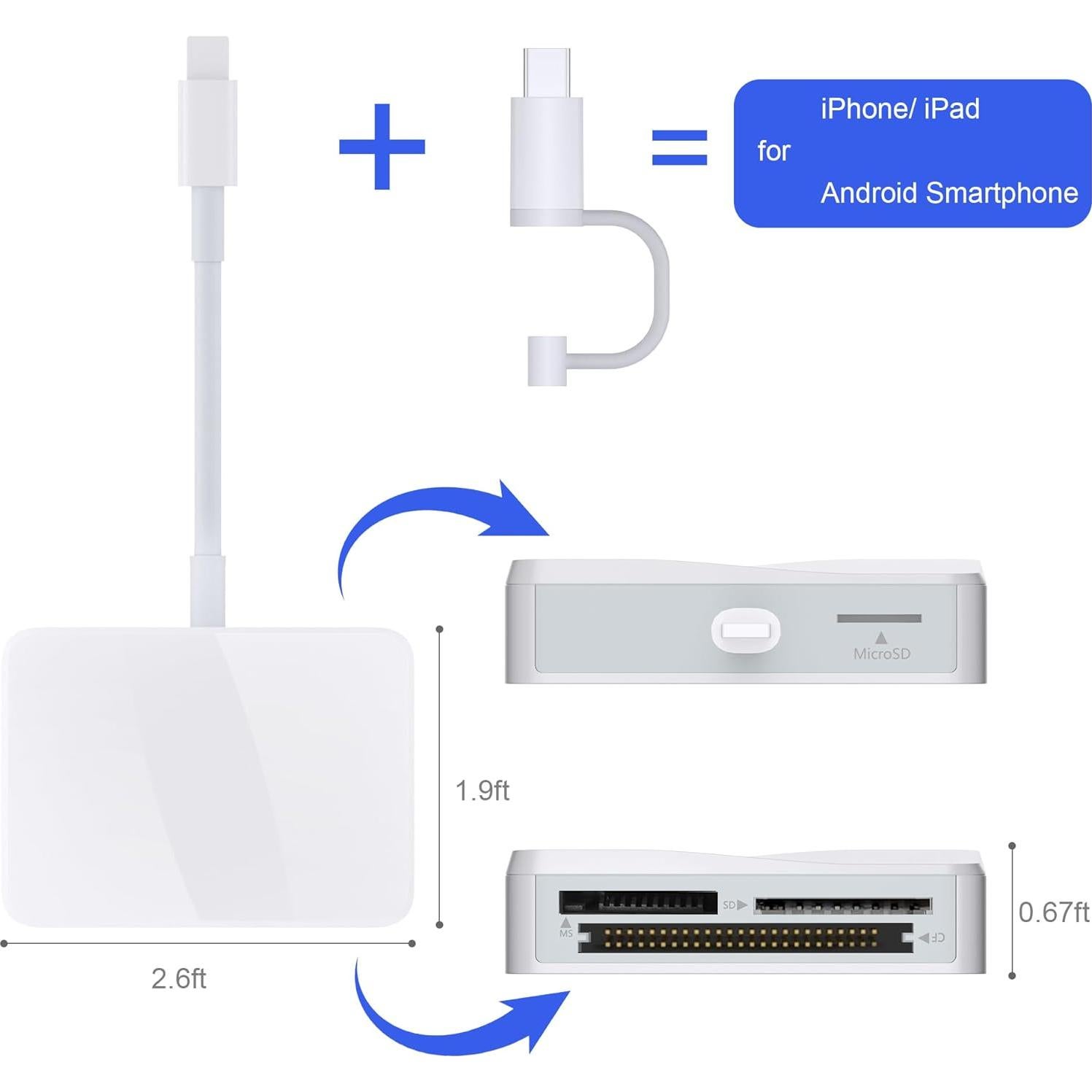 Lector de Tarjetas SD TIANSONG 4 en 1 USB-C y Lightning
