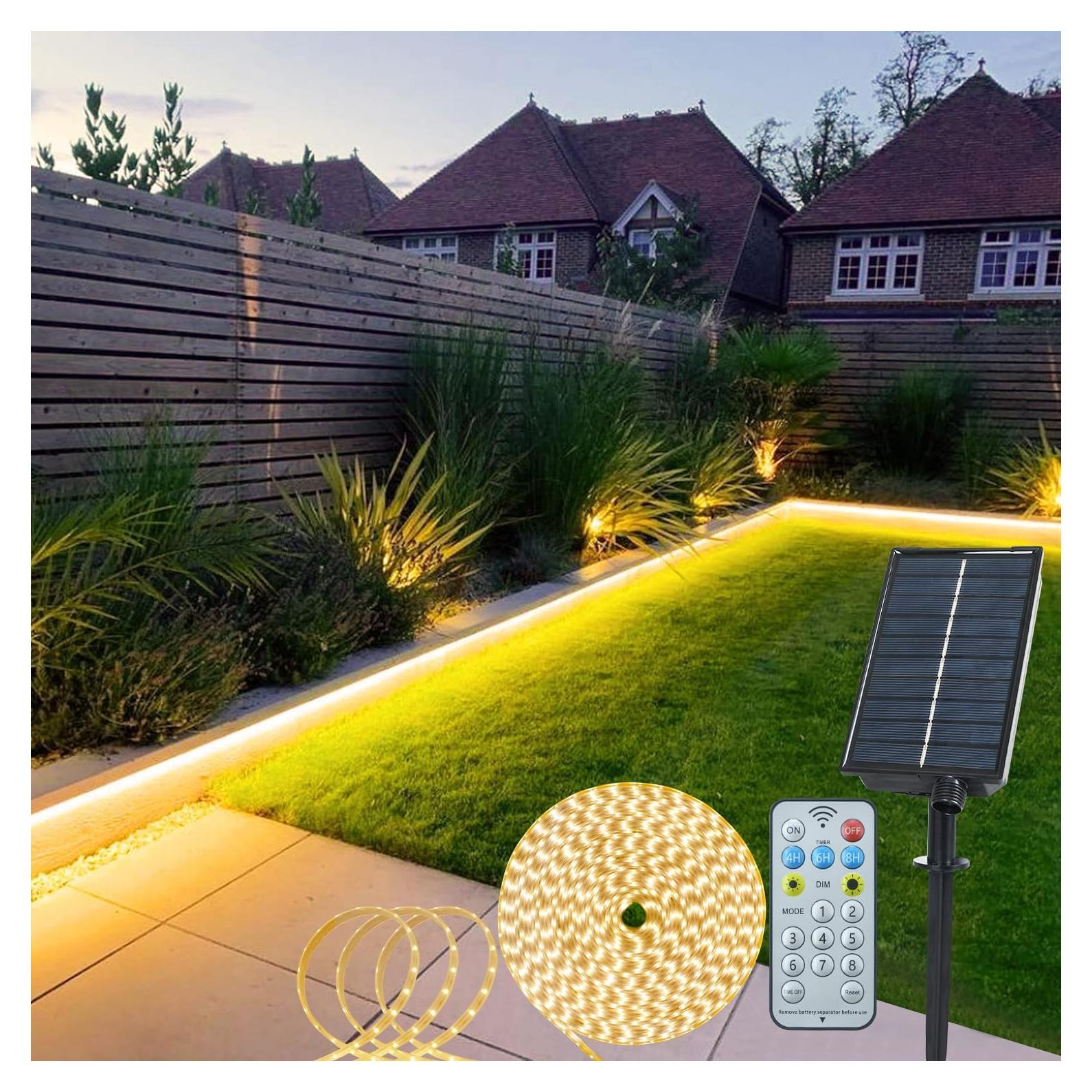 Luces de tira LED solares 5m Echosari 320 luces blanco cálido