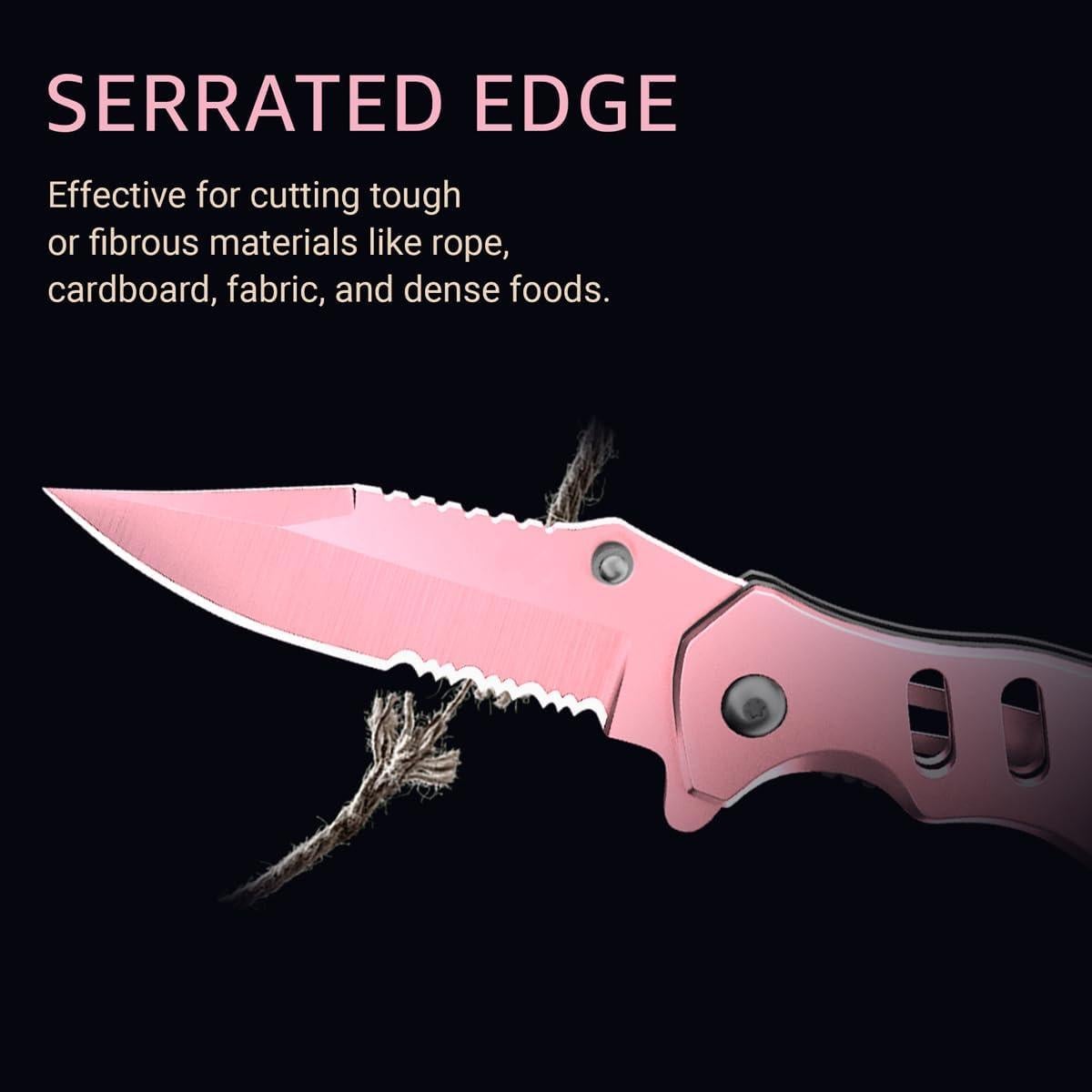 Cuchillo de bolsillo rosa GOOD WORKER 6.8 cm para mujeres