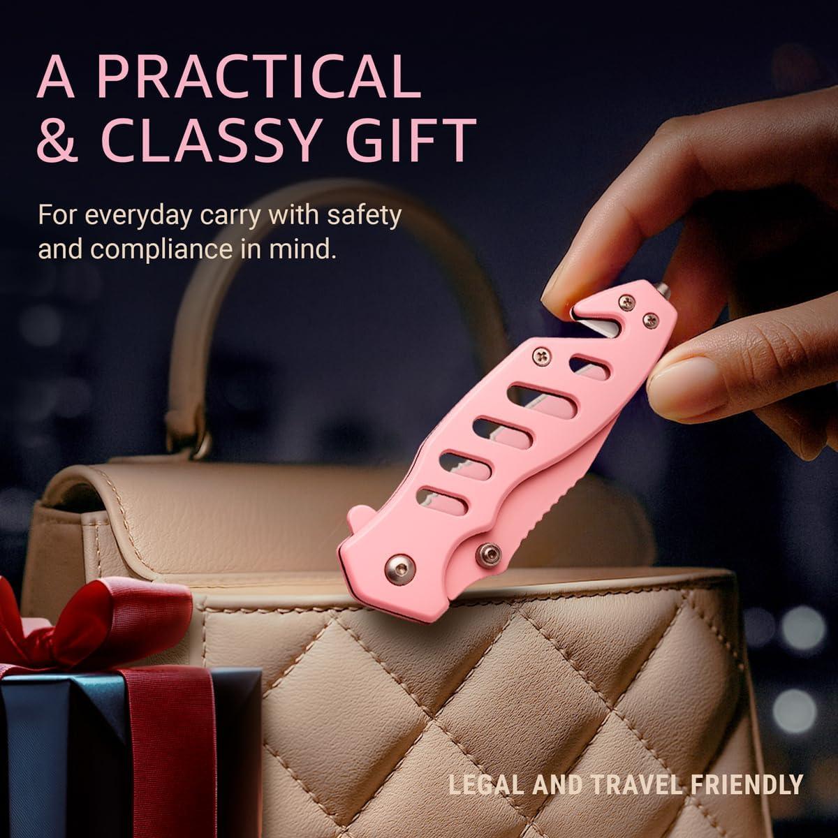 Cuchillo de bolsillo rosa GOOD WORKER 6.8 cm para mujeres