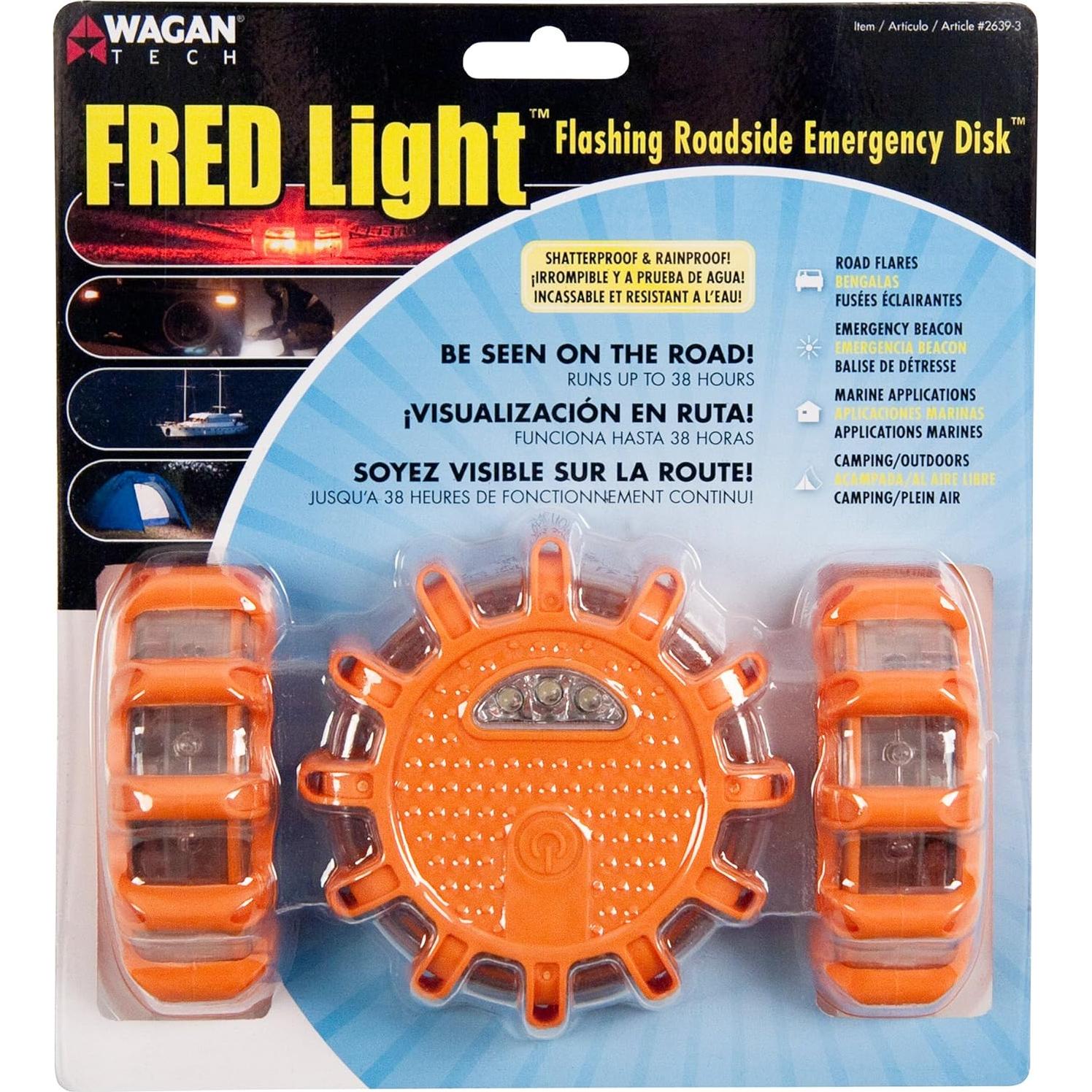 Bengala LED de Emergencia Wagan FRED EL2639-3, 9 Modos, 3 Piezas