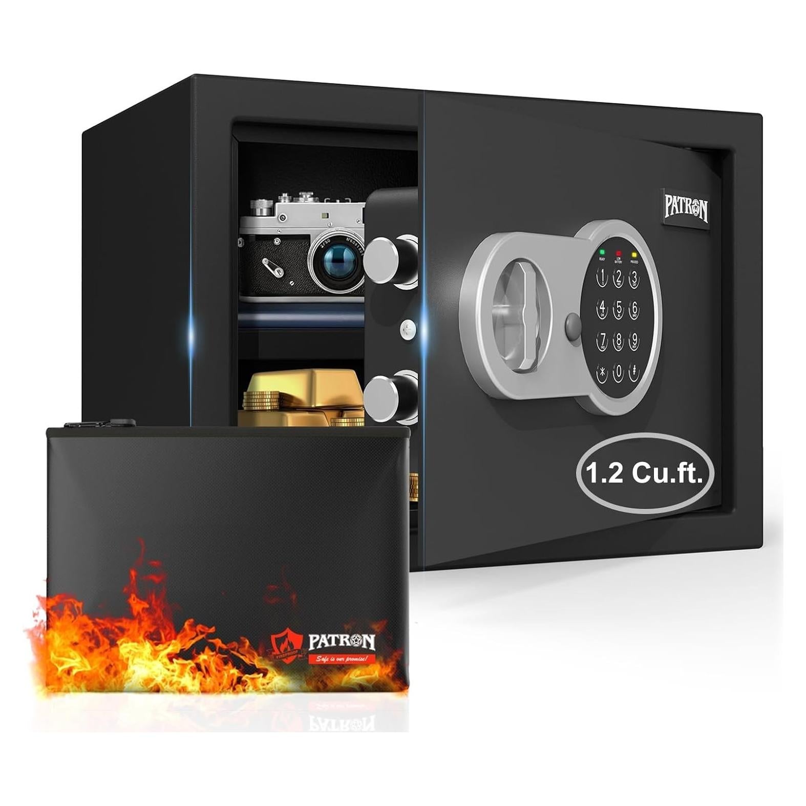 Caja Fuerte PATRON 1.2 Pies cúbicos con Alarma y Bolsa Fuego