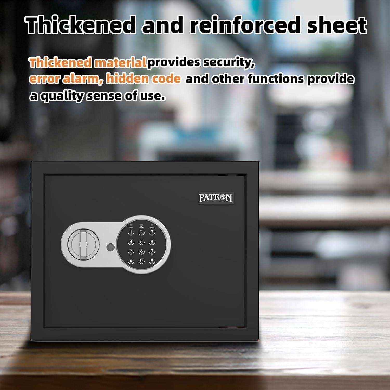 Caja Fuerte PATRON 1.2 Pies cúbicos con Alarma y Bolsa Fuego